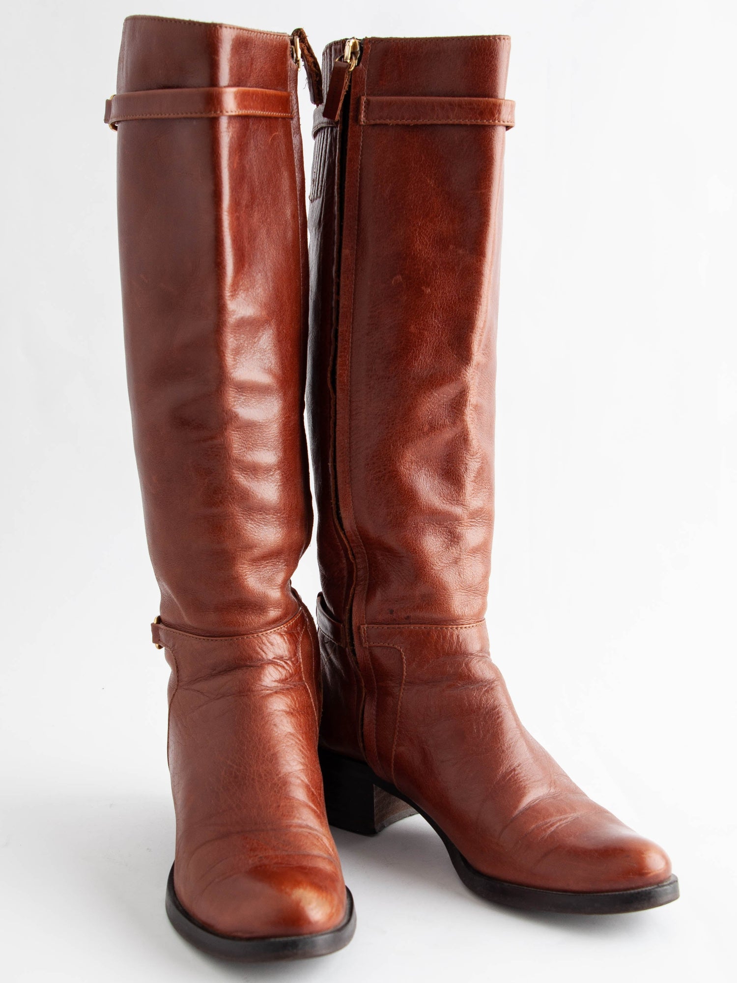 Good L.K.Bennett Orange Leather Knee-High Boots Size 35