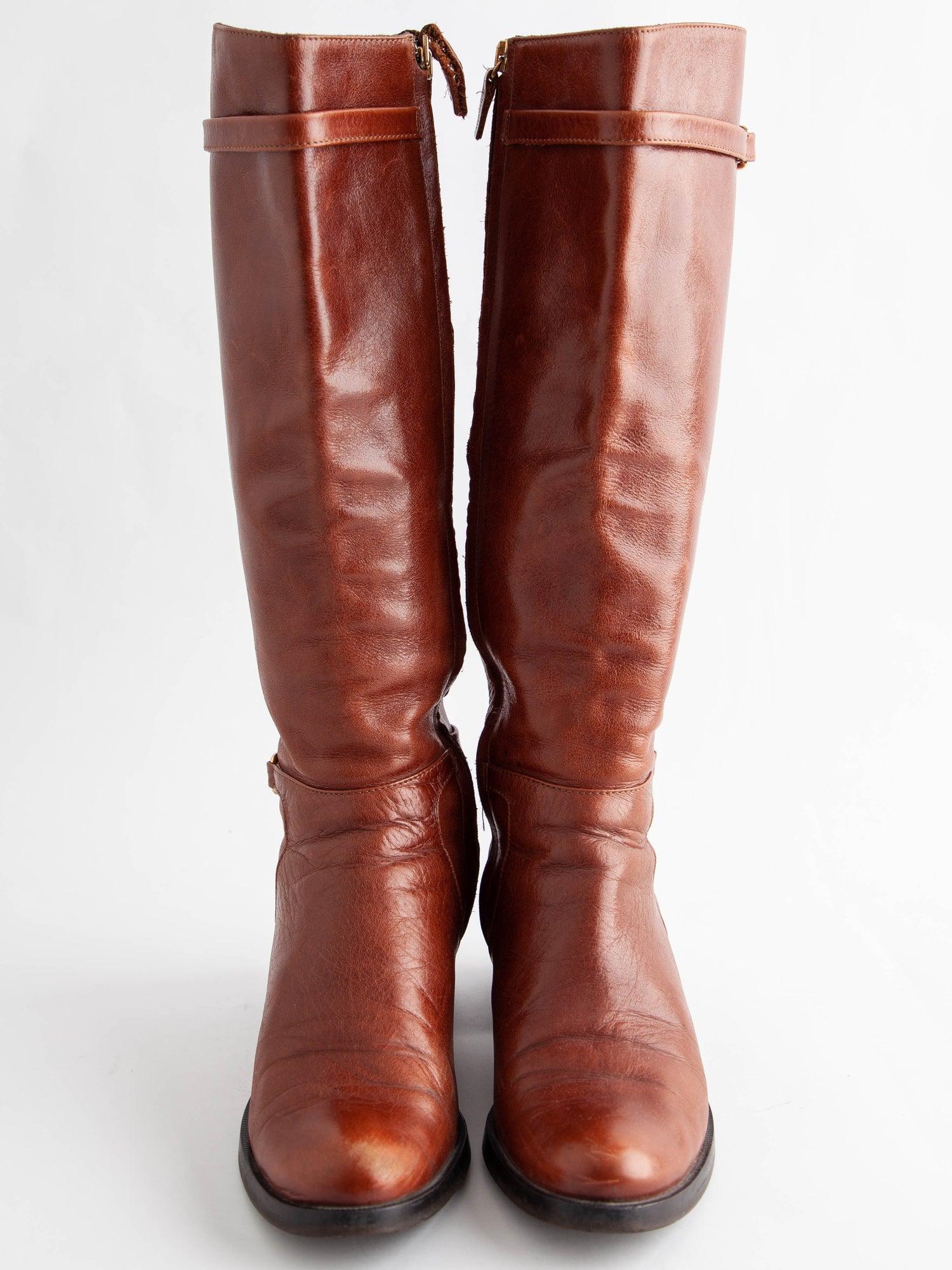 Good L.K.Bennett Orange Leather Knee-High Boots Size 35