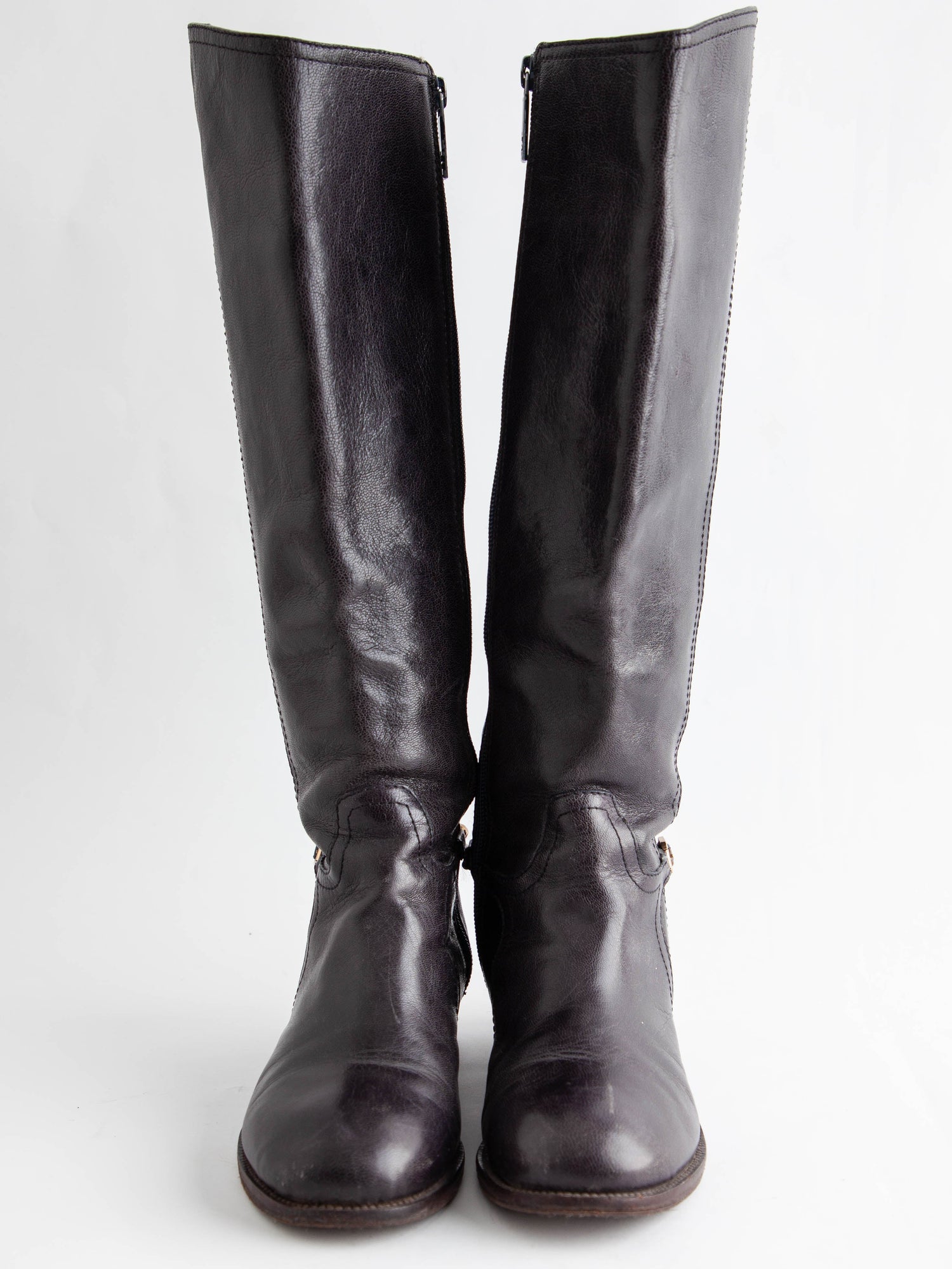Good Tory Burch Blue Leather Boots with Gold Chain Size 37