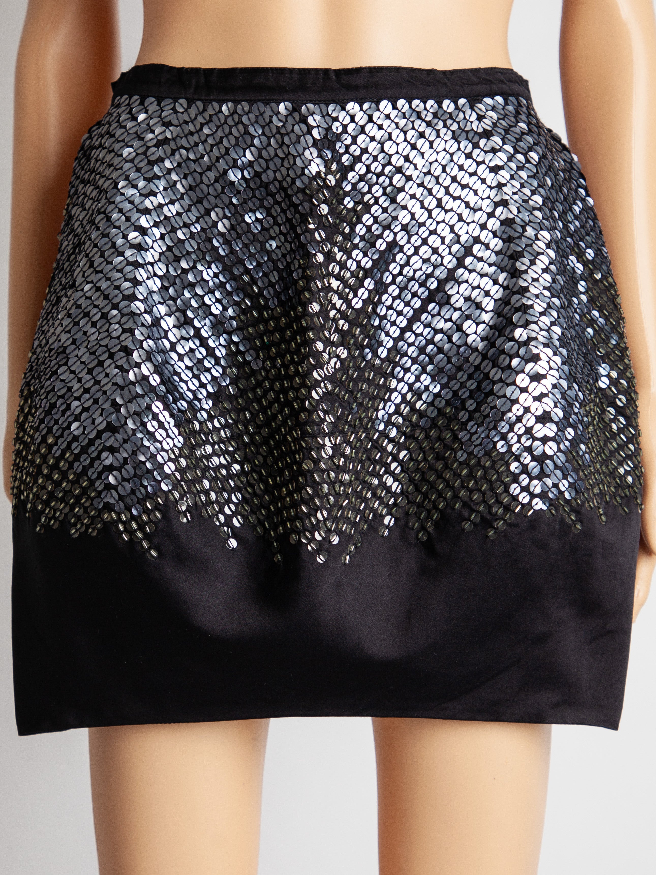 Good Pinko Black Sequined Skirt Silk Blend Women&