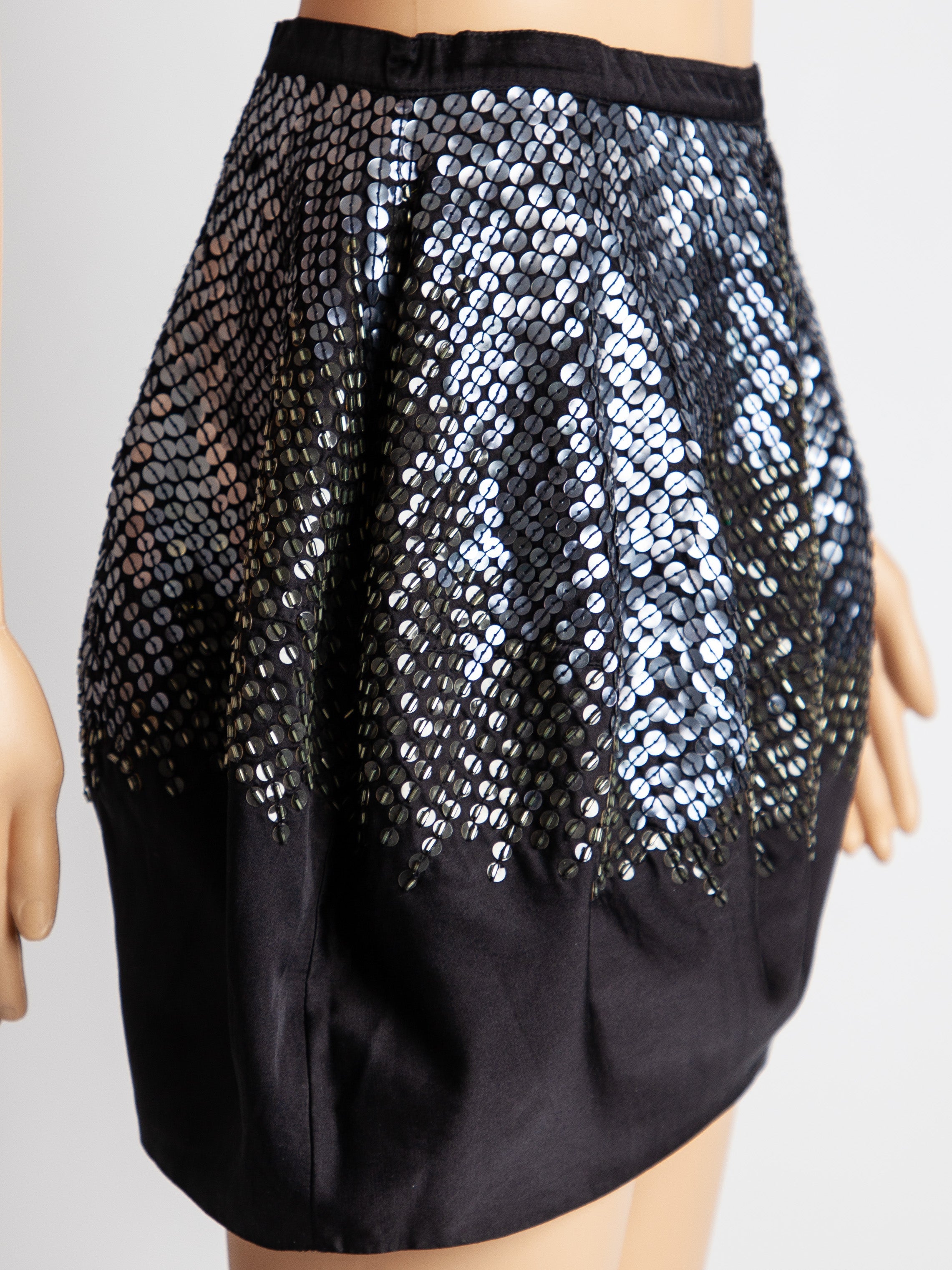 Good Pinko Black Sequined Skirt Silk Blend Women&