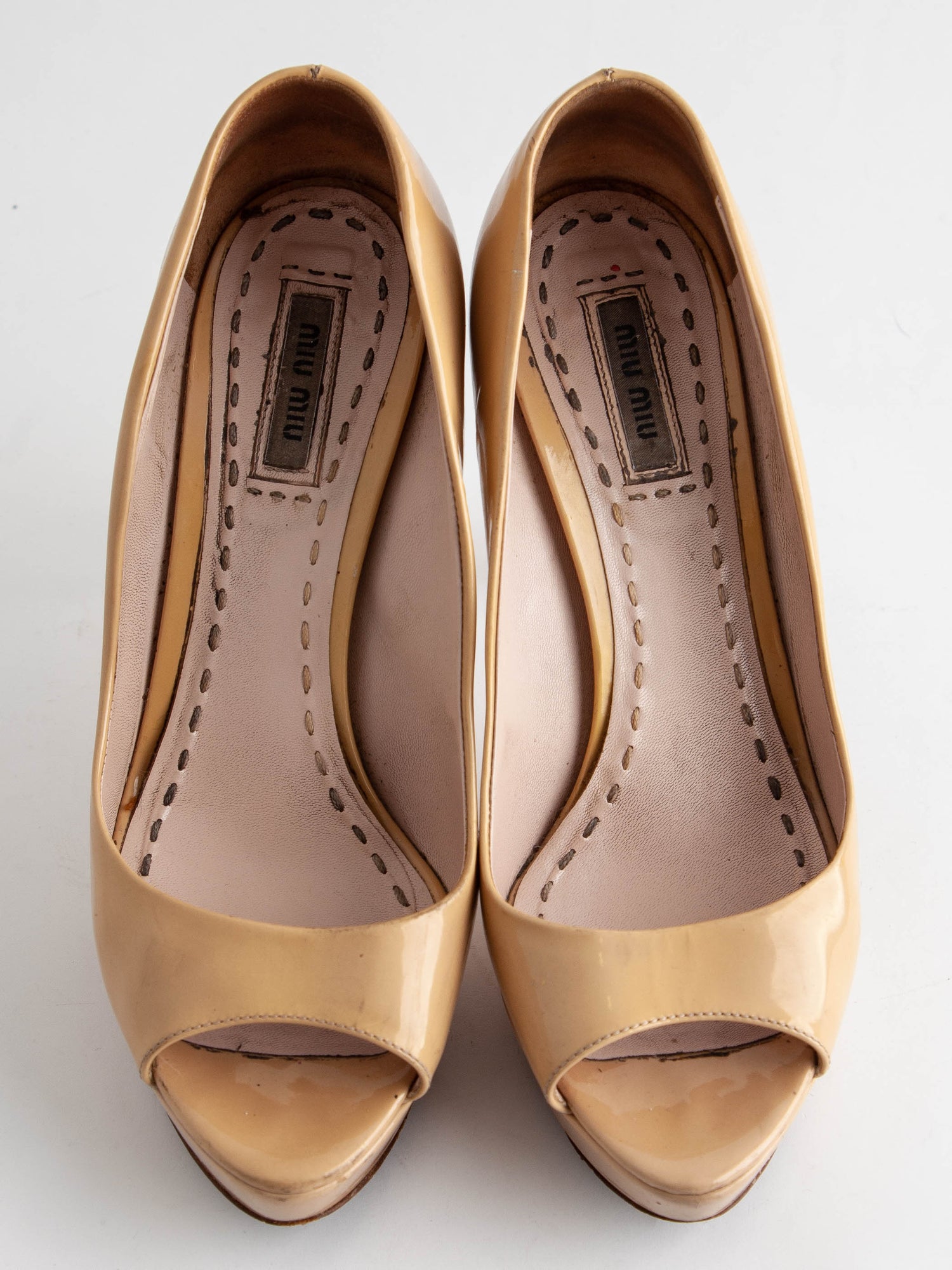Average Miu Miu White Leather Peep-Toe High Heels Size 38