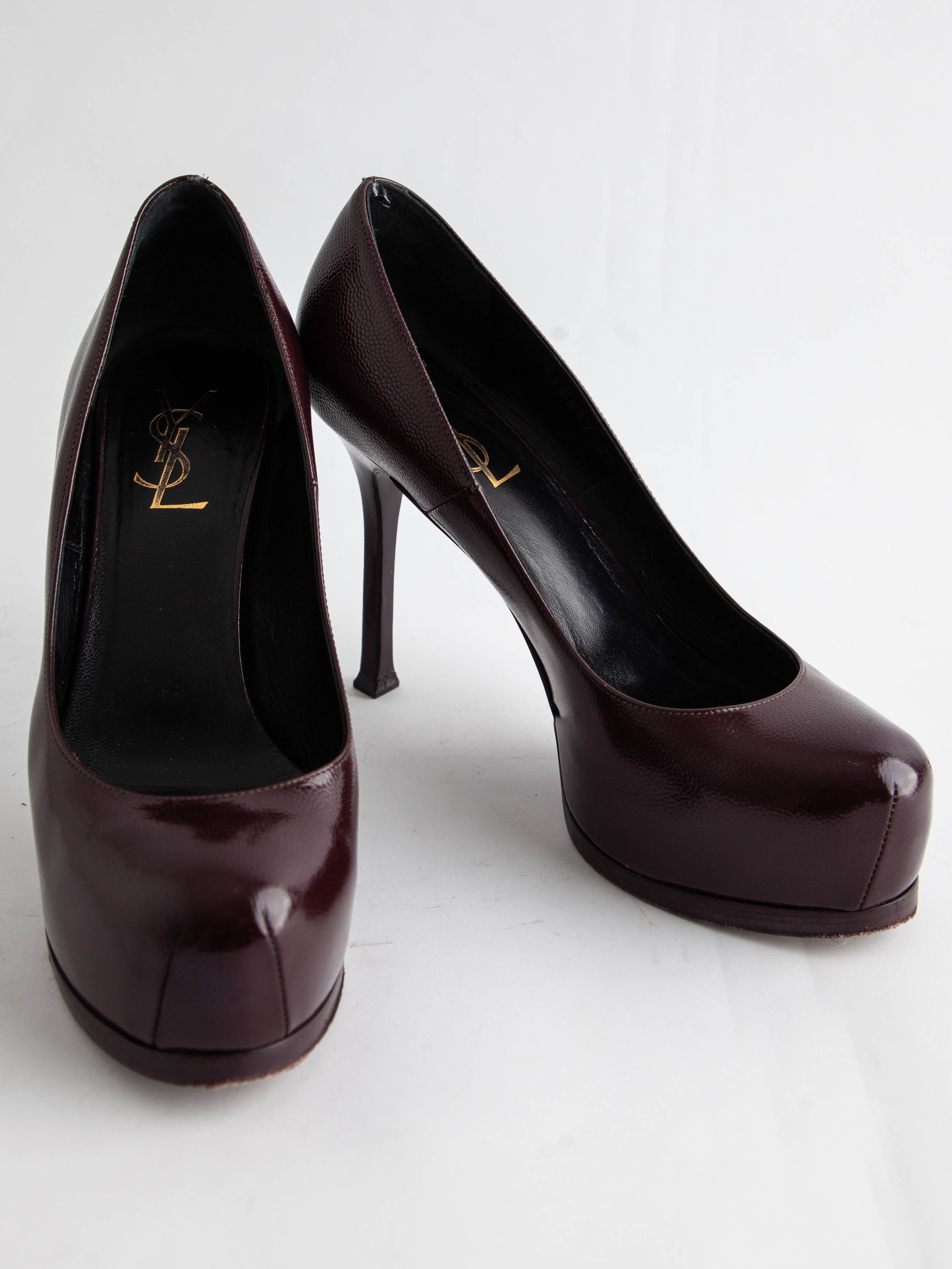 Good Saint Laurent Burgundy Lacquer High-Heeled Shoes Women