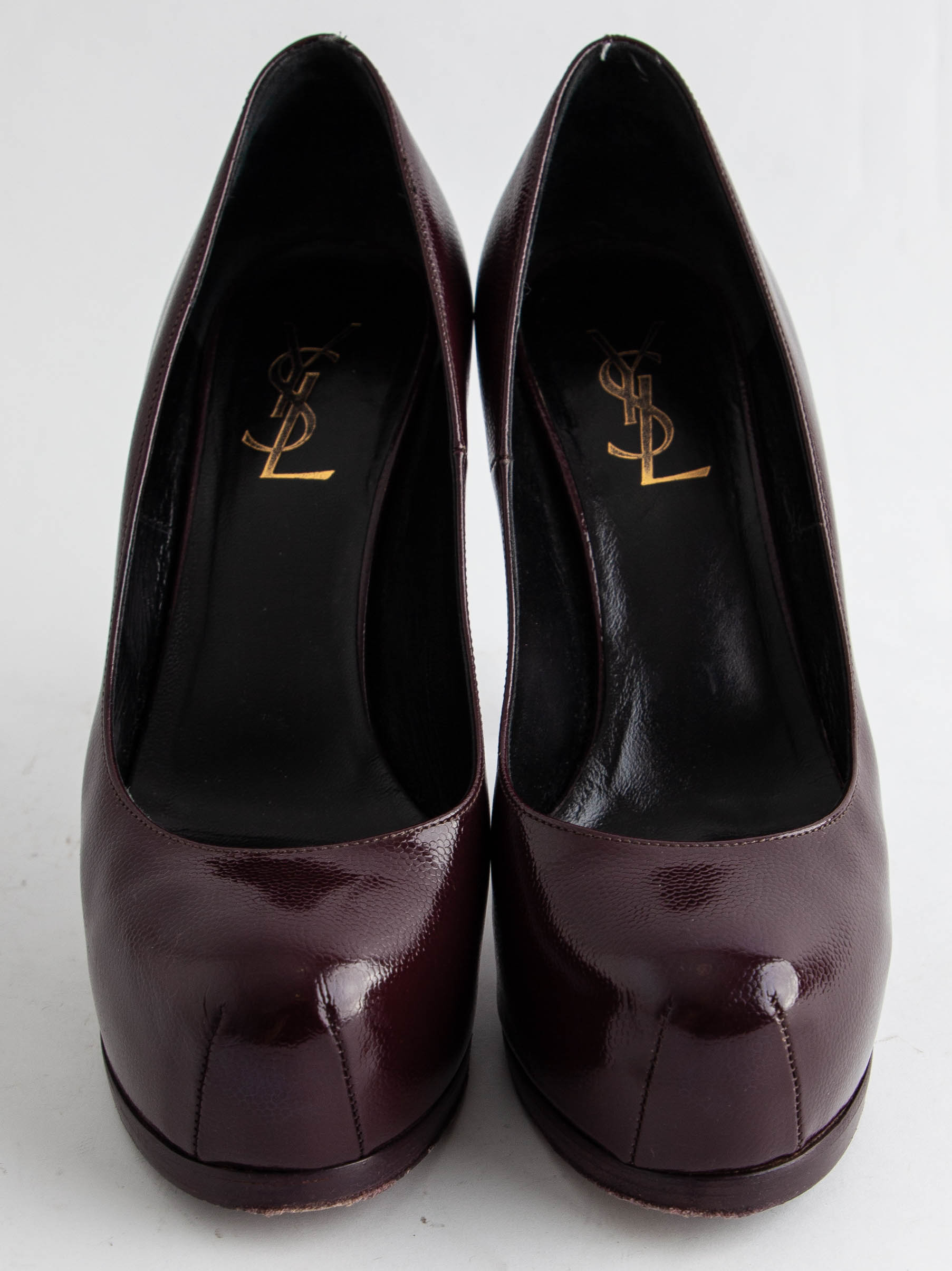 Good Saint Laurent Burgundy Lacquer High-Heeled Shoes Women