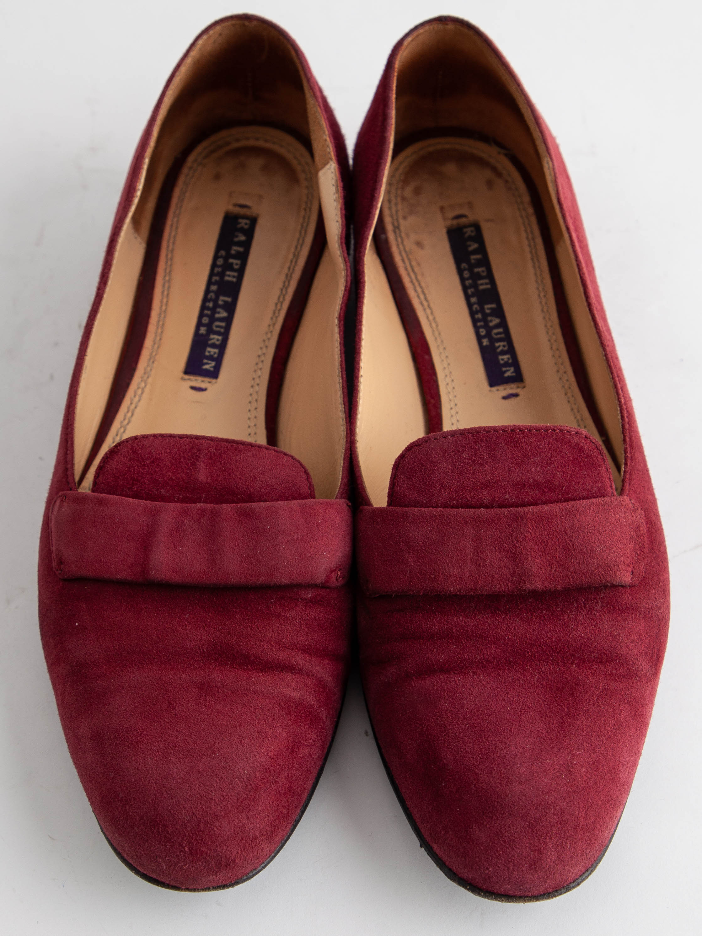 Good Ralph Lauren Red Suede Loafers Size 36 with Strap Detail