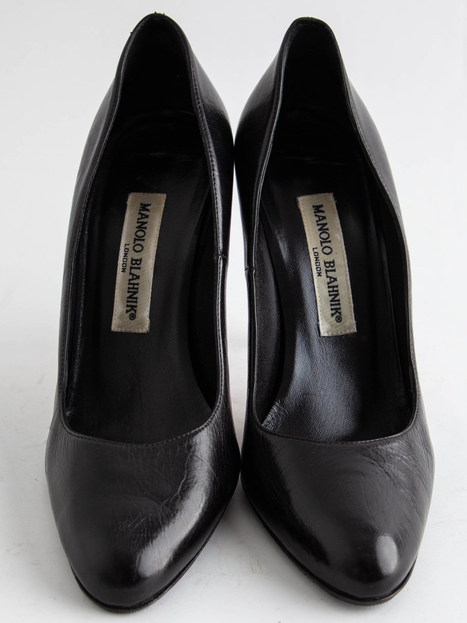 Perfect Manolo Blahnik Black Leather High-Heeled Shoes Size 36