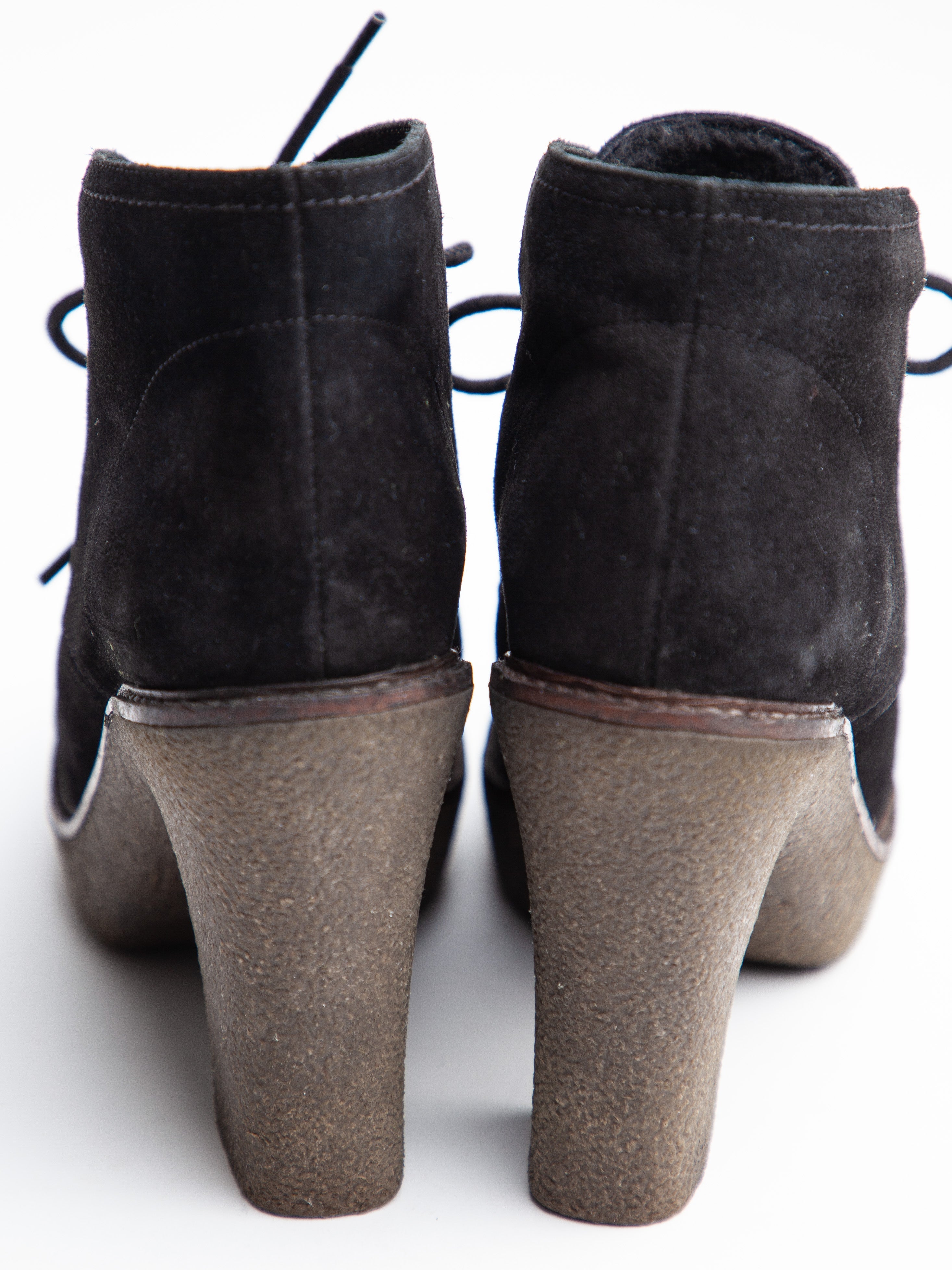 Good Emporio Armani Black Genuine Suede Ankle Boots Size 35.5