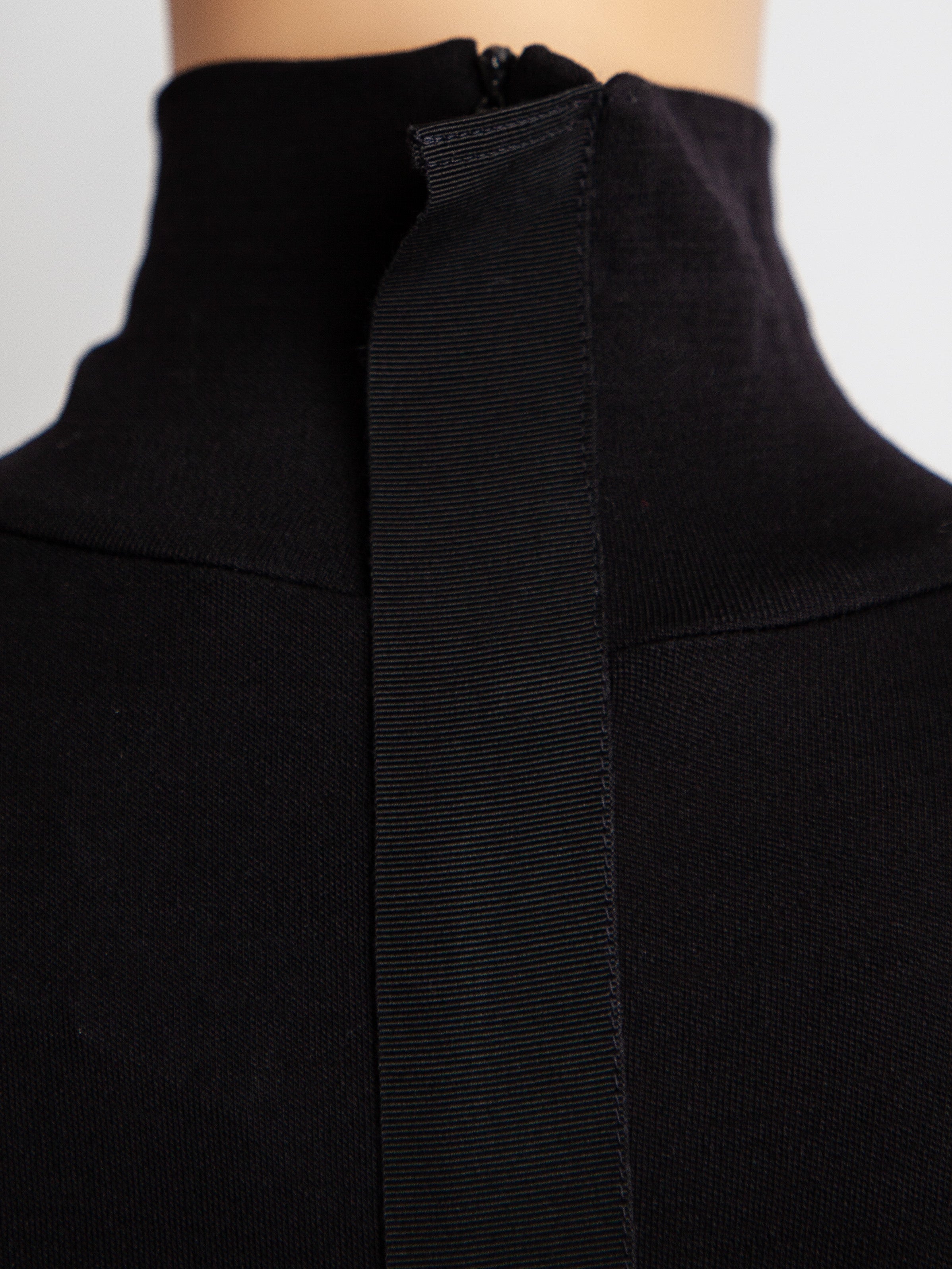 Sportmax Black Silk Long Sleeve Dress with Draped Skirt - Excellent