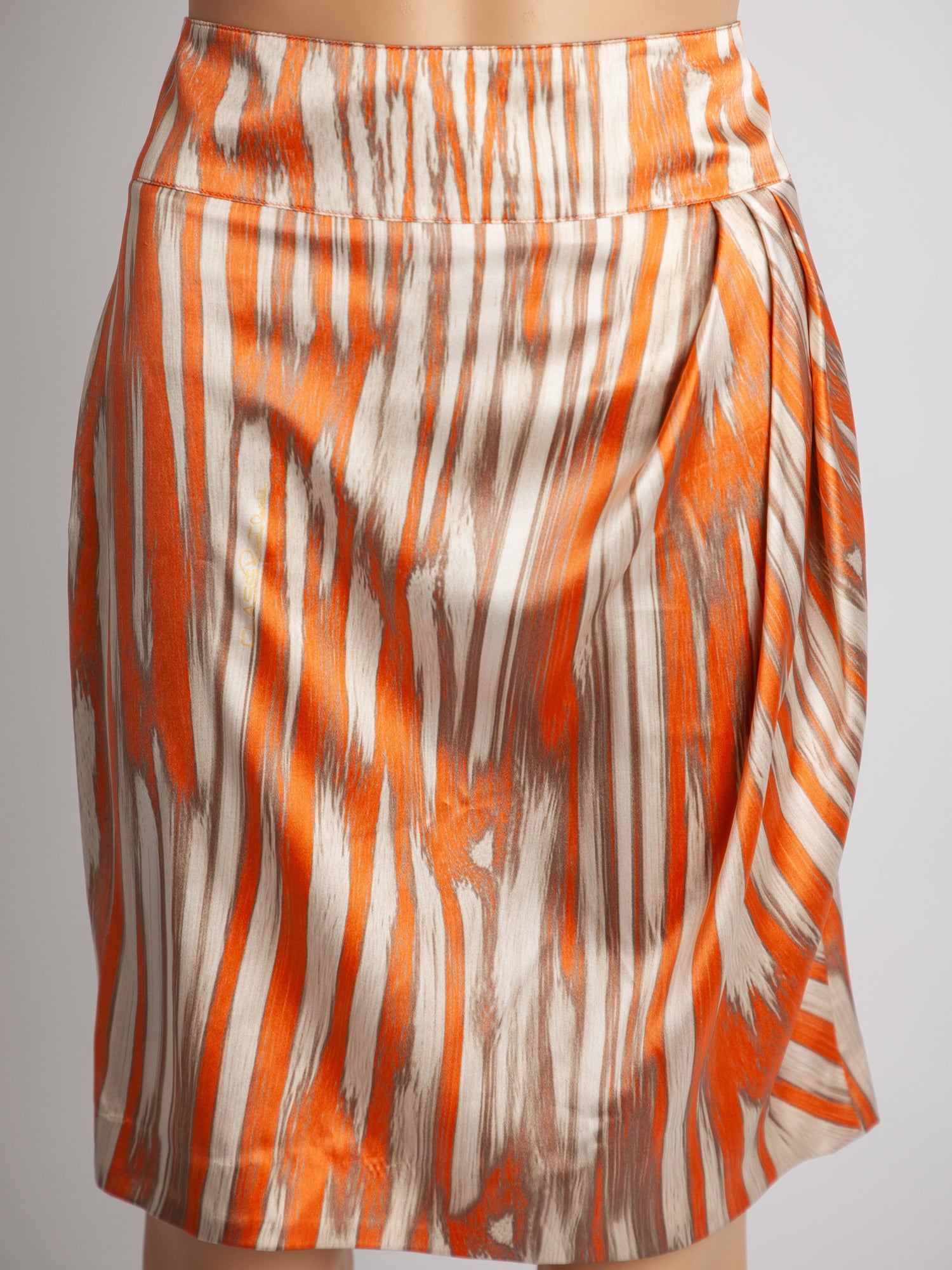 Perfect Class Roberto Cavalli Silk Skirt Size S Orange Beige Striped