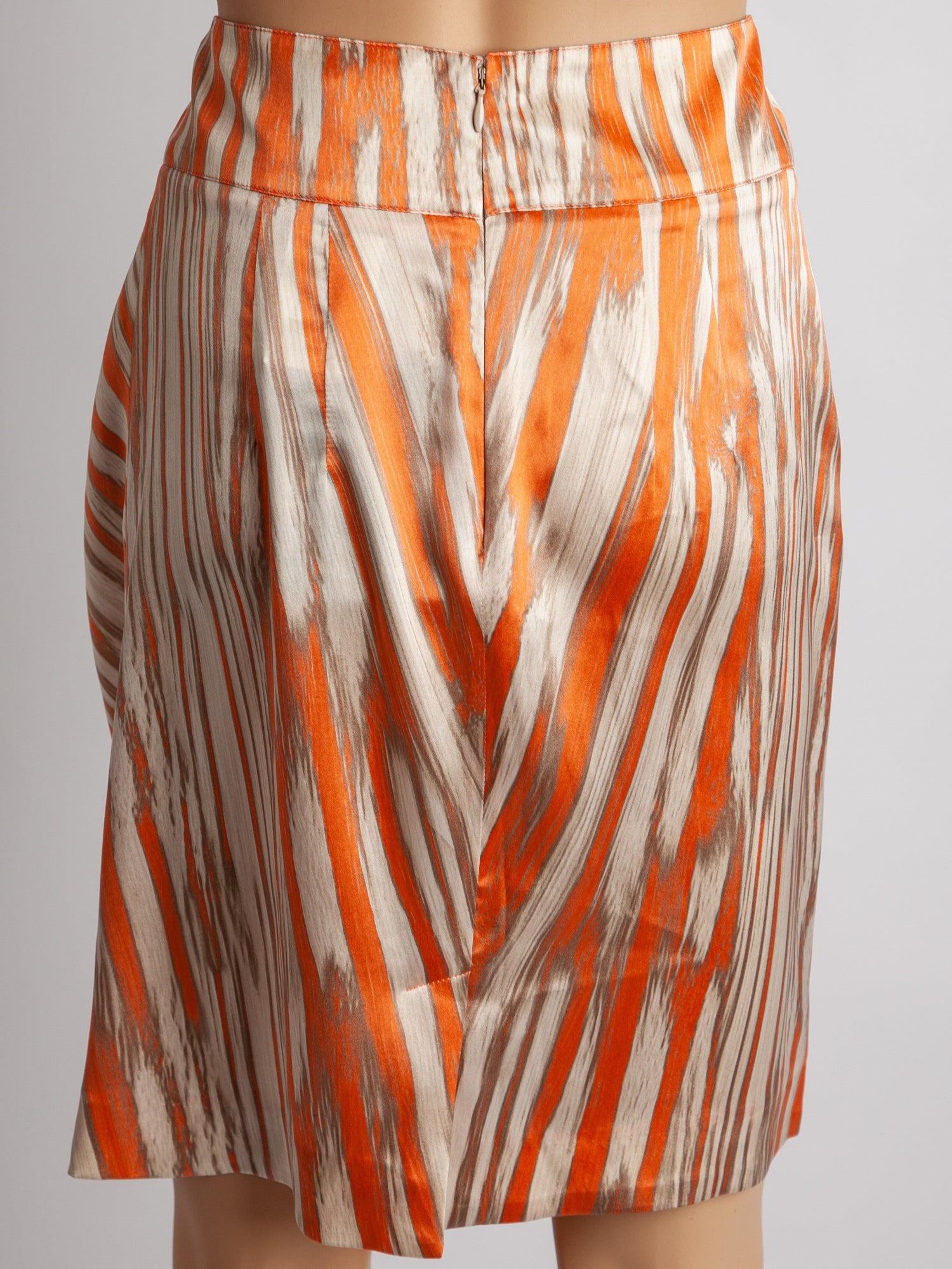 Perfect Class Roberto Cavalli Silk Skirt Size S Orange Beige Striped