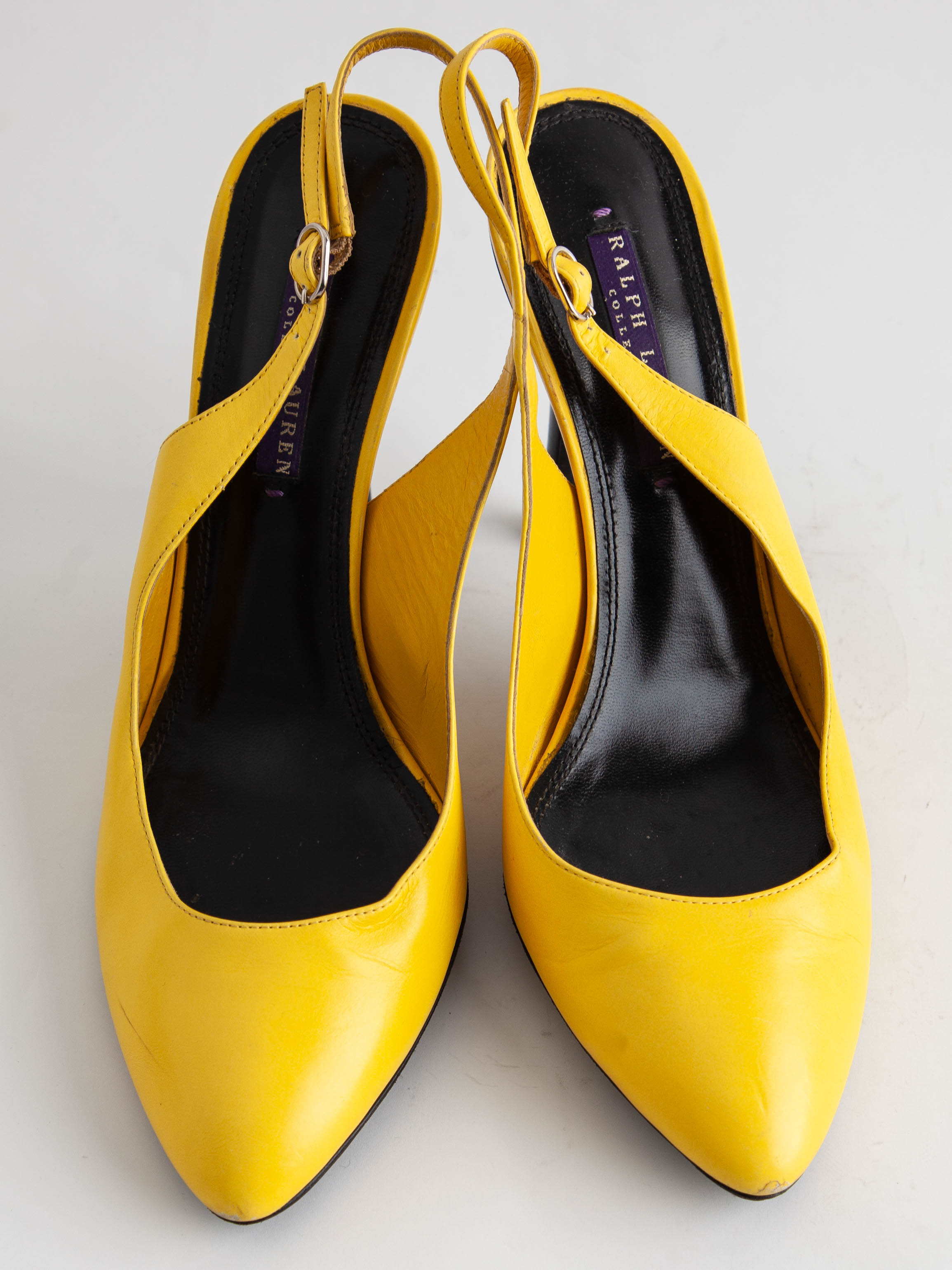 Good Ralph Lauren Yellow Leather Slingback Heels Size 39