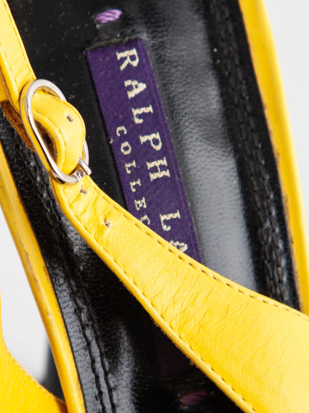 Good Ralph Lauren Yellow Leather Slingback Heels Size 39