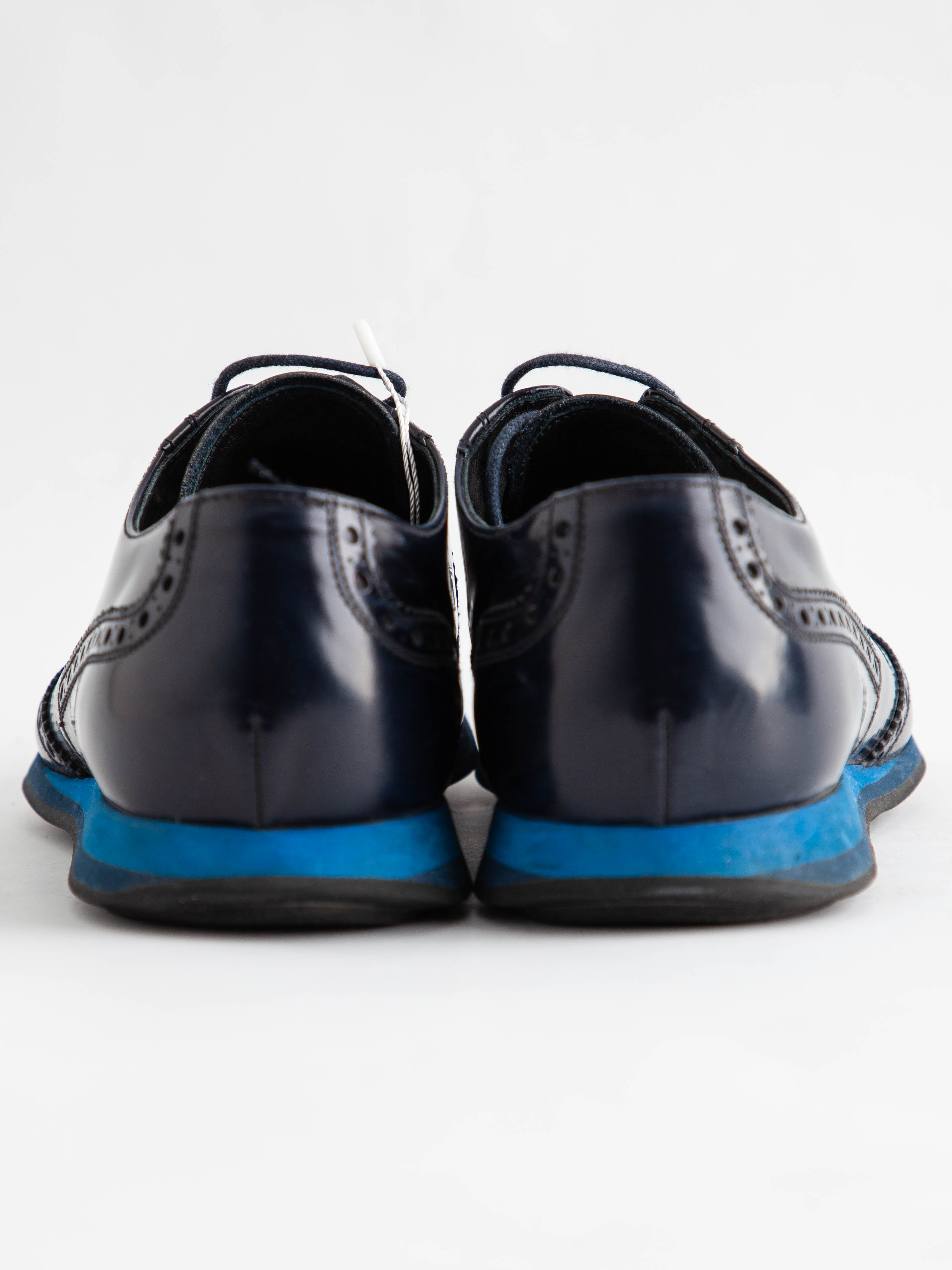 Good Prada Blue Lacquer Formal Brogue Shoes Size 39.5
