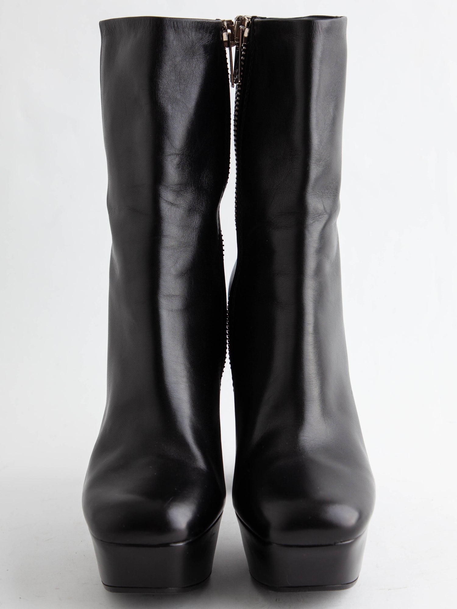 Good Gucci Black Leather Platform Ankle Boots Size 38.5