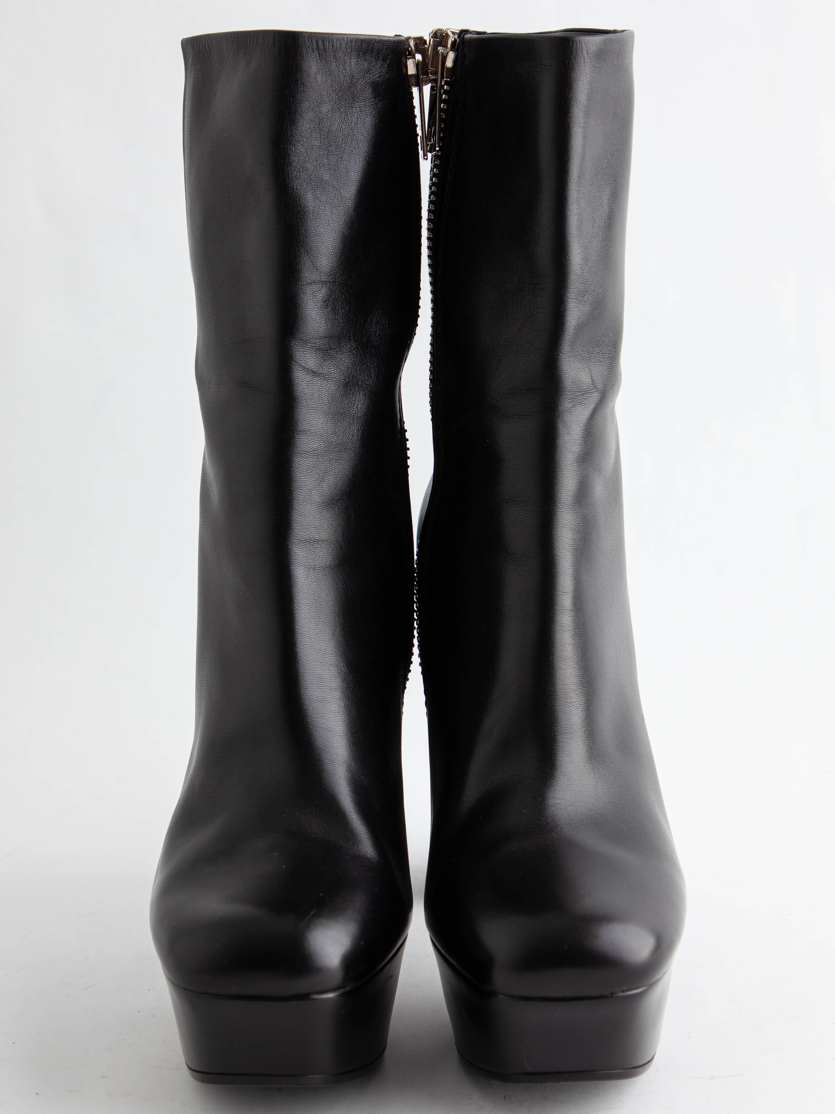Good Gucci Black Leather Platform Ankle Boots Size 38.5