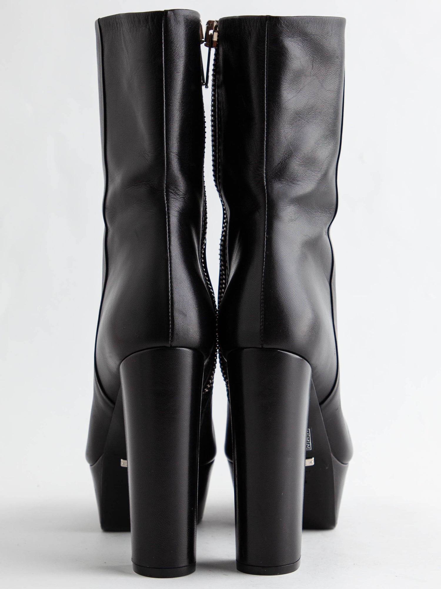 Good Gucci Black Leather Platform Ankle Boots Size 38.5