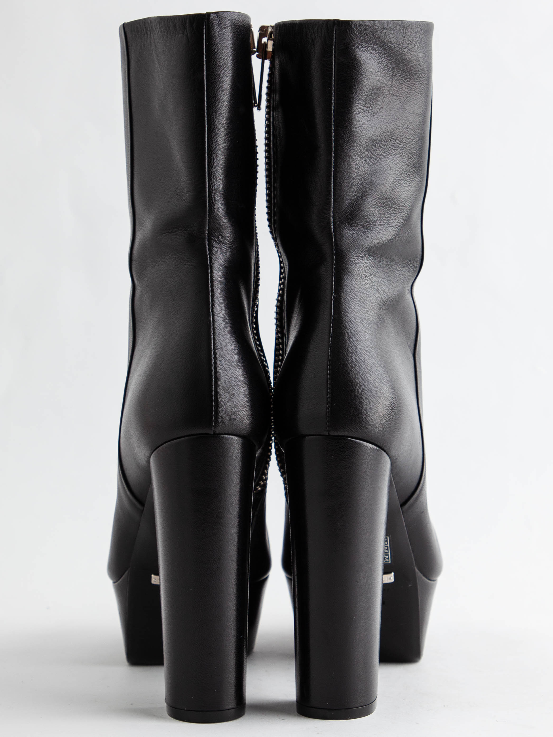 Good Gucci Black Leather Platform Ankle Boots Size 38.5