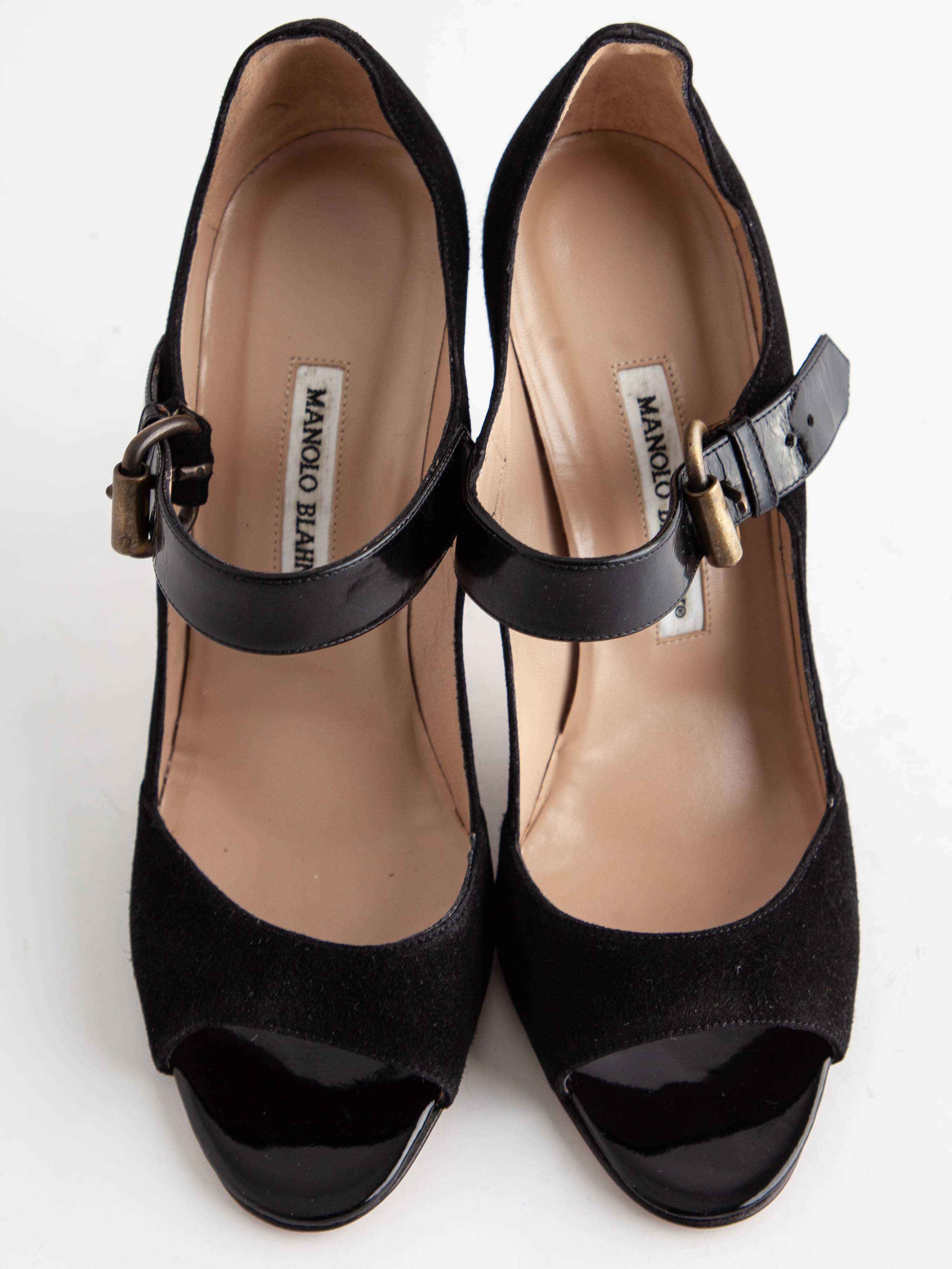 Good Manolo Blahnik Black Suede High-Heeled Open-Toe Shoes Size 39