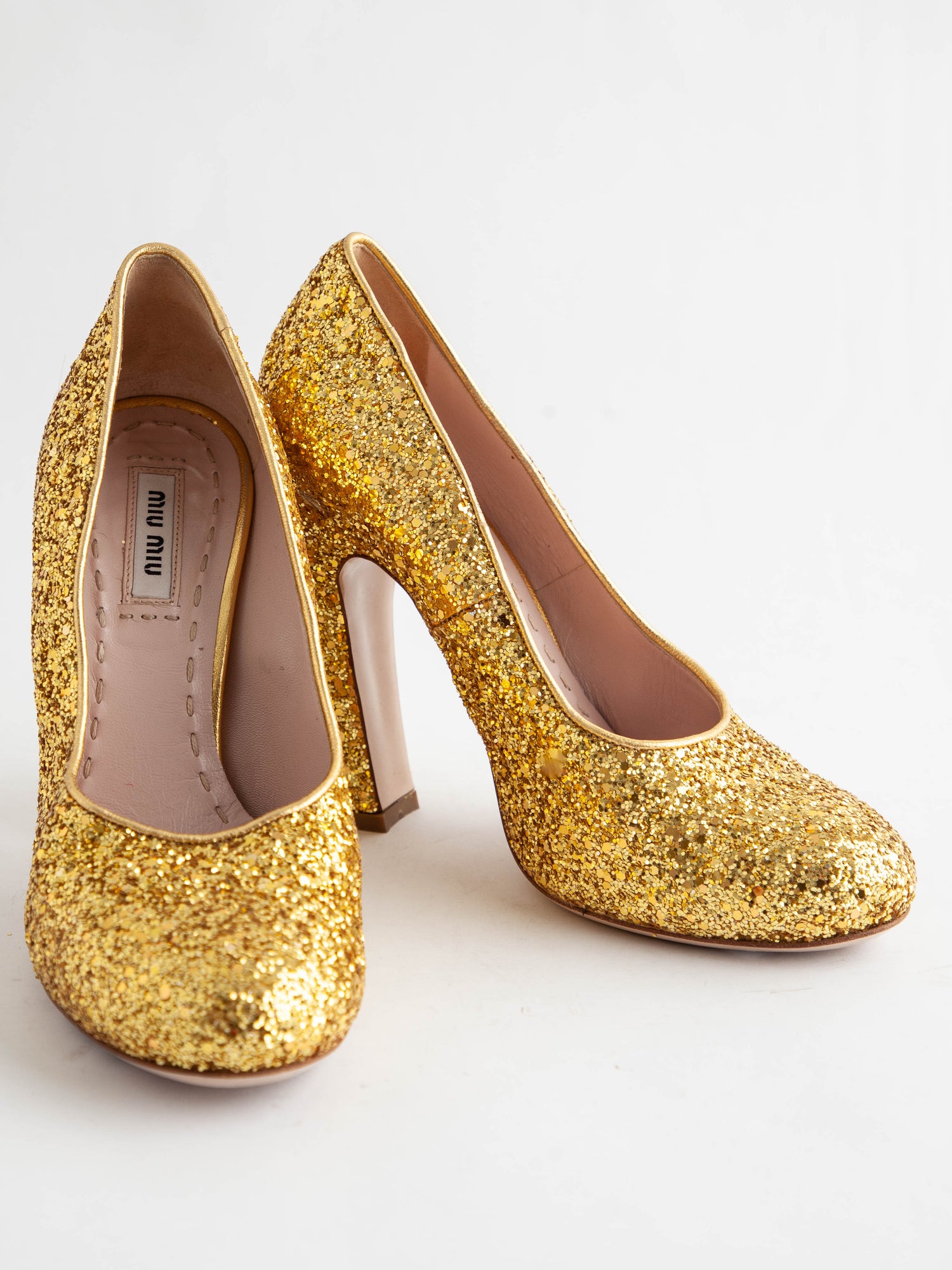 Excellent Miu Miu Yellow Leather High-Heeled Shoes Size 37