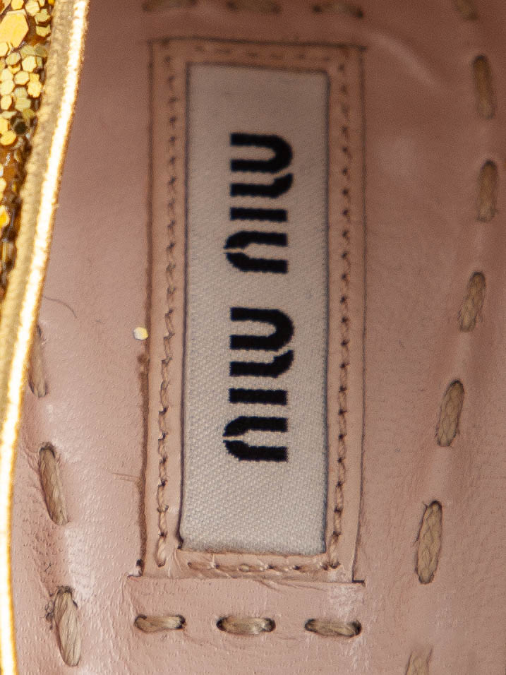 Excellent Miu Miu Yellow Leather High-Heeled Shoes Size 37
