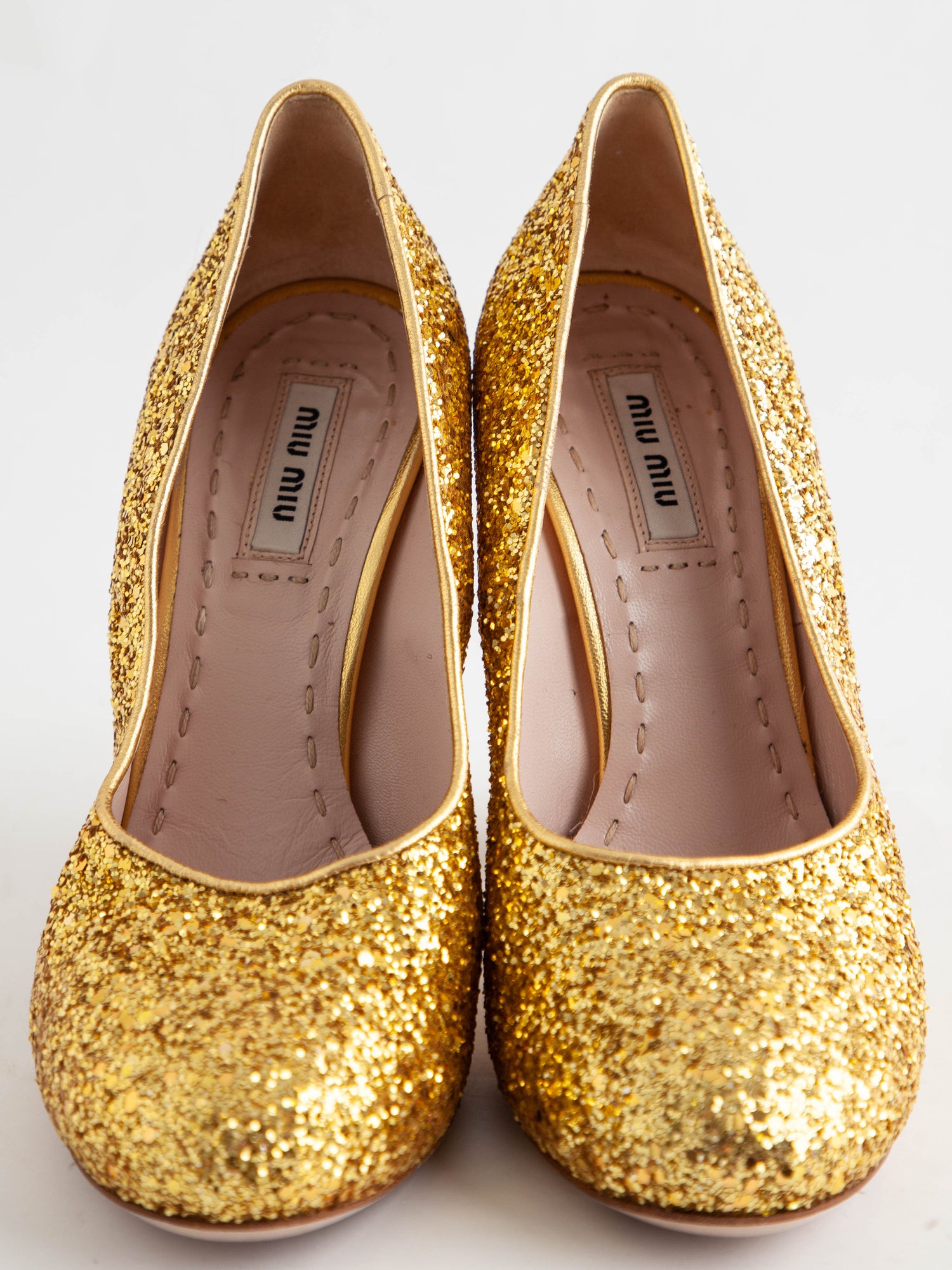 Excellent Miu Miu Yellow Leather High-Heeled Shoes Size 37