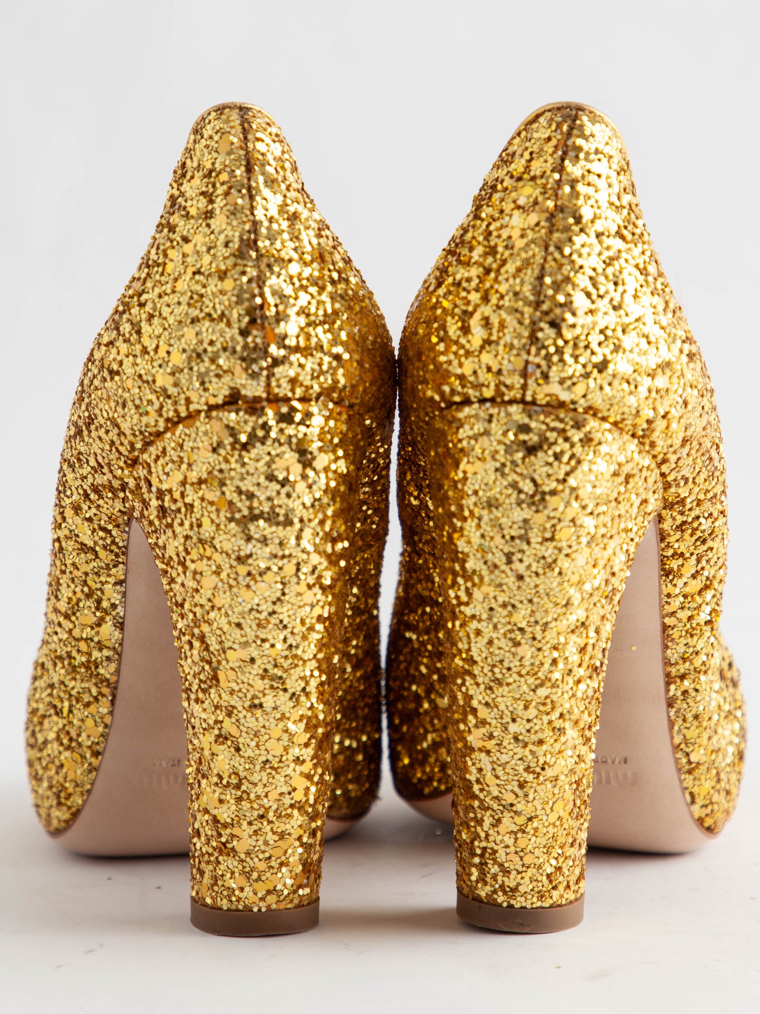 Excellent Miu Miu Yellow Leather High-Heeled Shoes Size 37