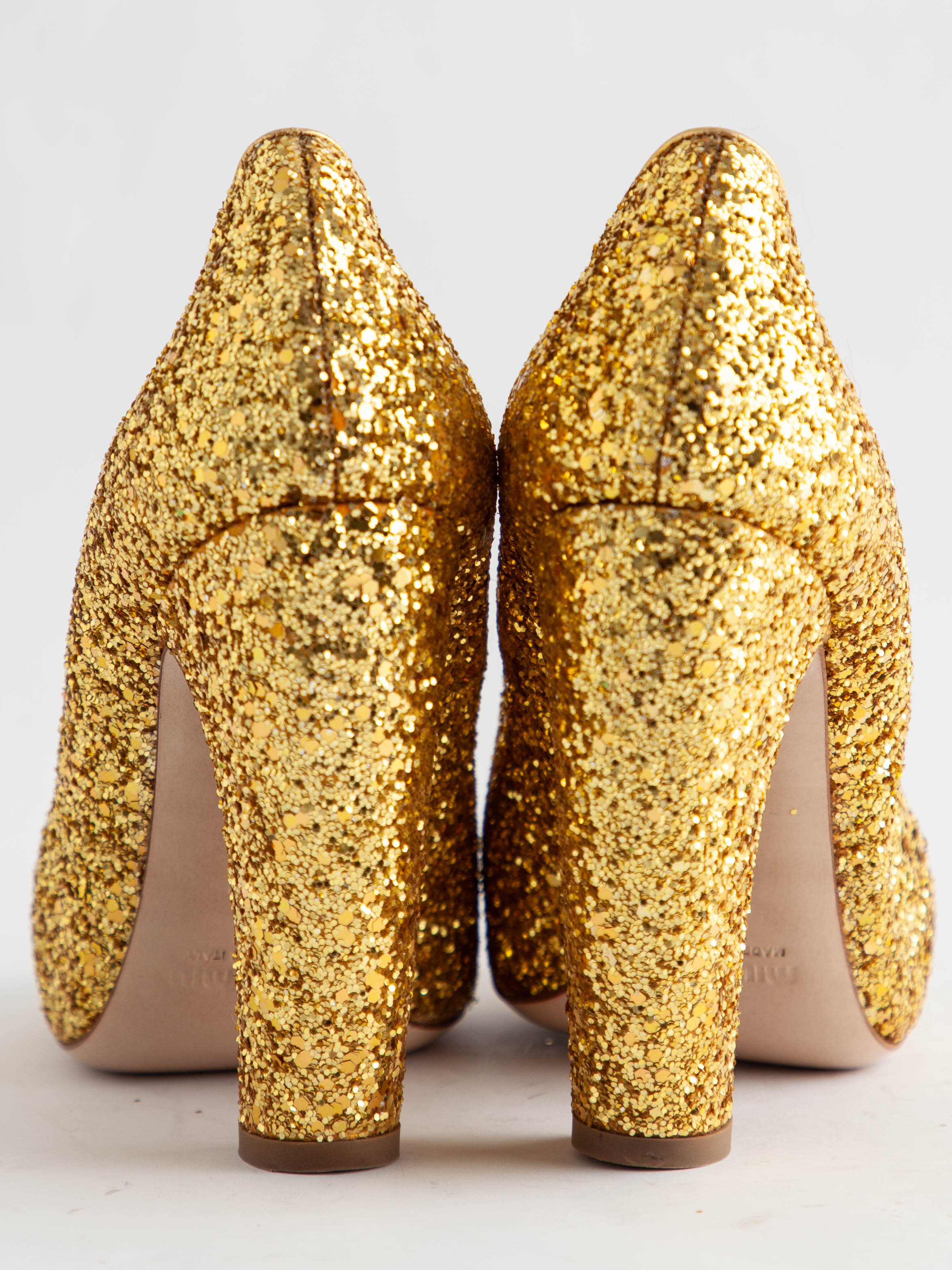 Excellent Miu Miu Yellow Leather High-Heeled Shoes Size 37