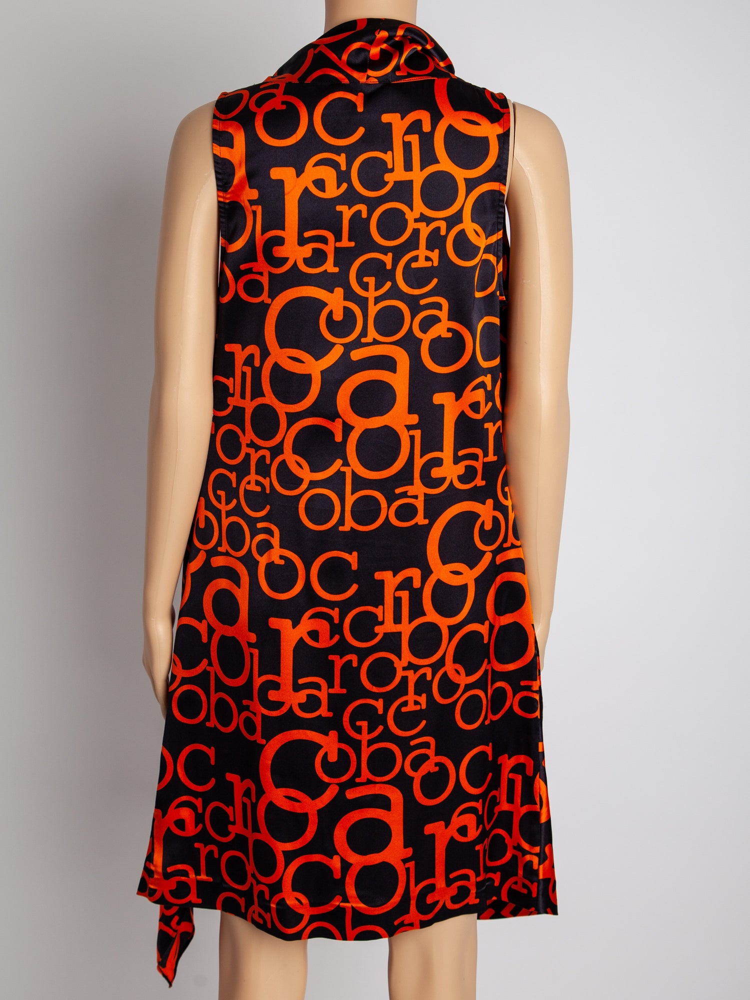Excellent Roccobarocco Orange Silk Sleeveless Dress Size L