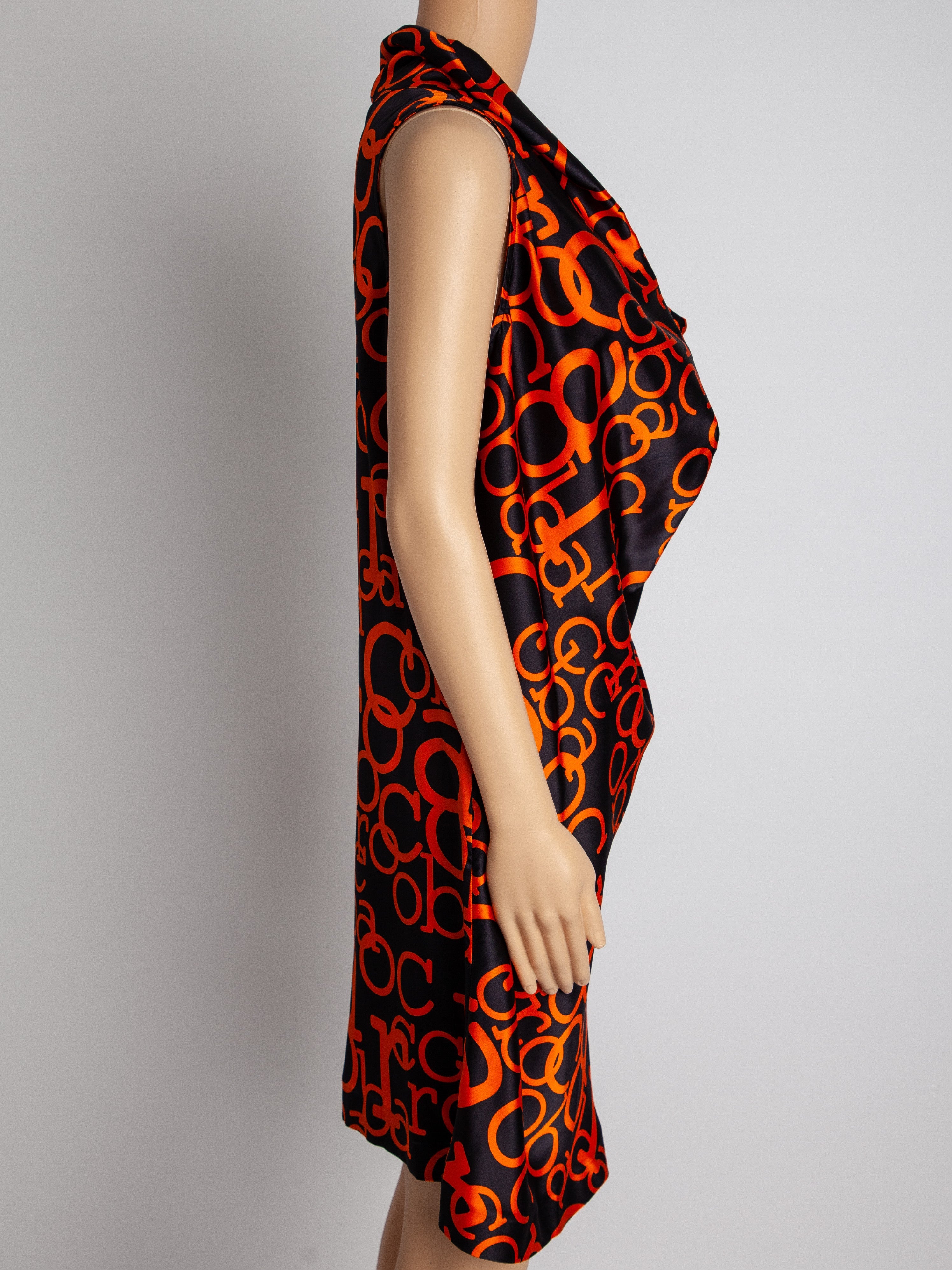 Excellent Roccobarocco Orange Silk Sleeveless Dress Size L