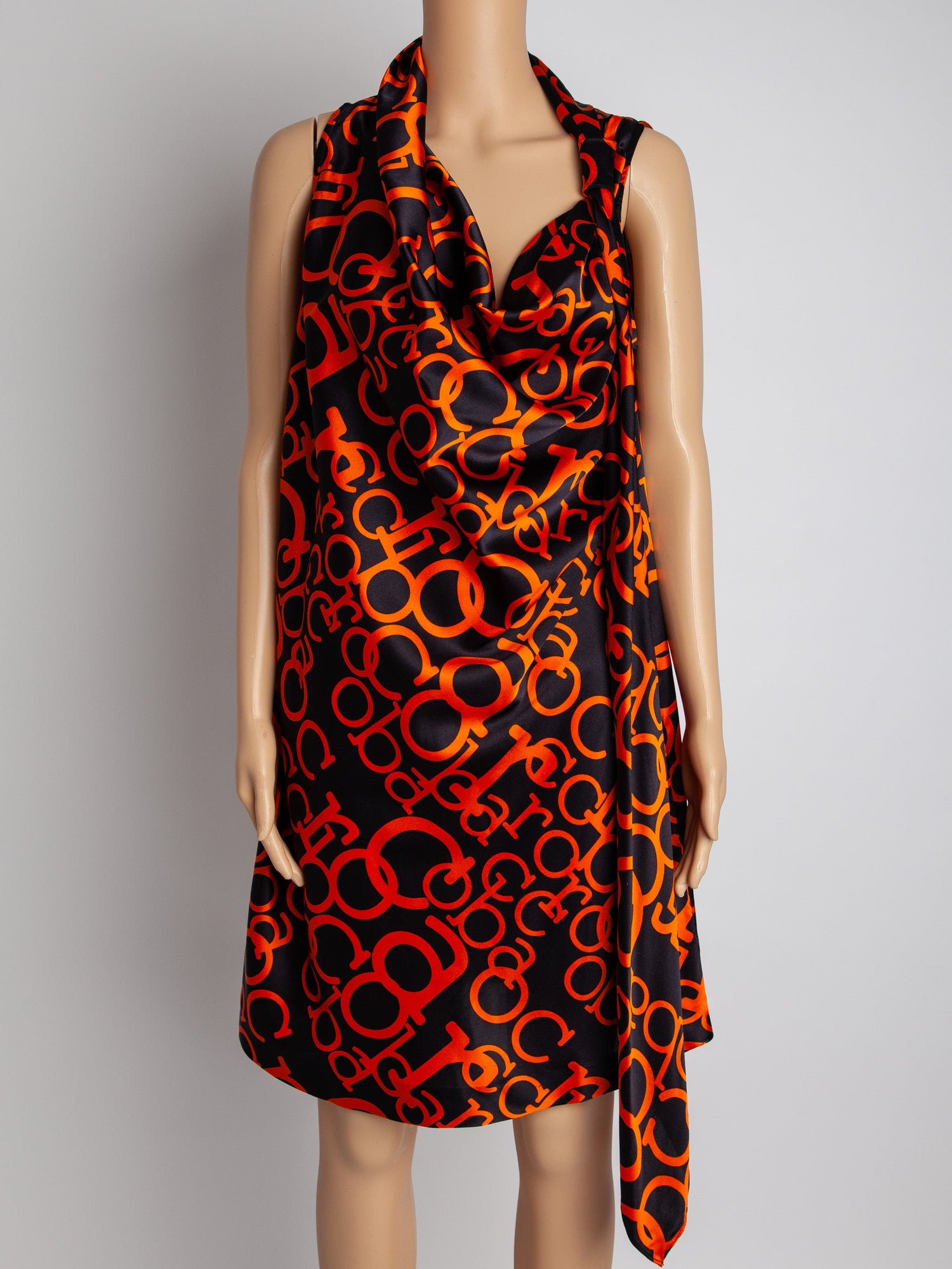 Excellent Roccobarocco Orange Silk Sleeveless Dress Size L