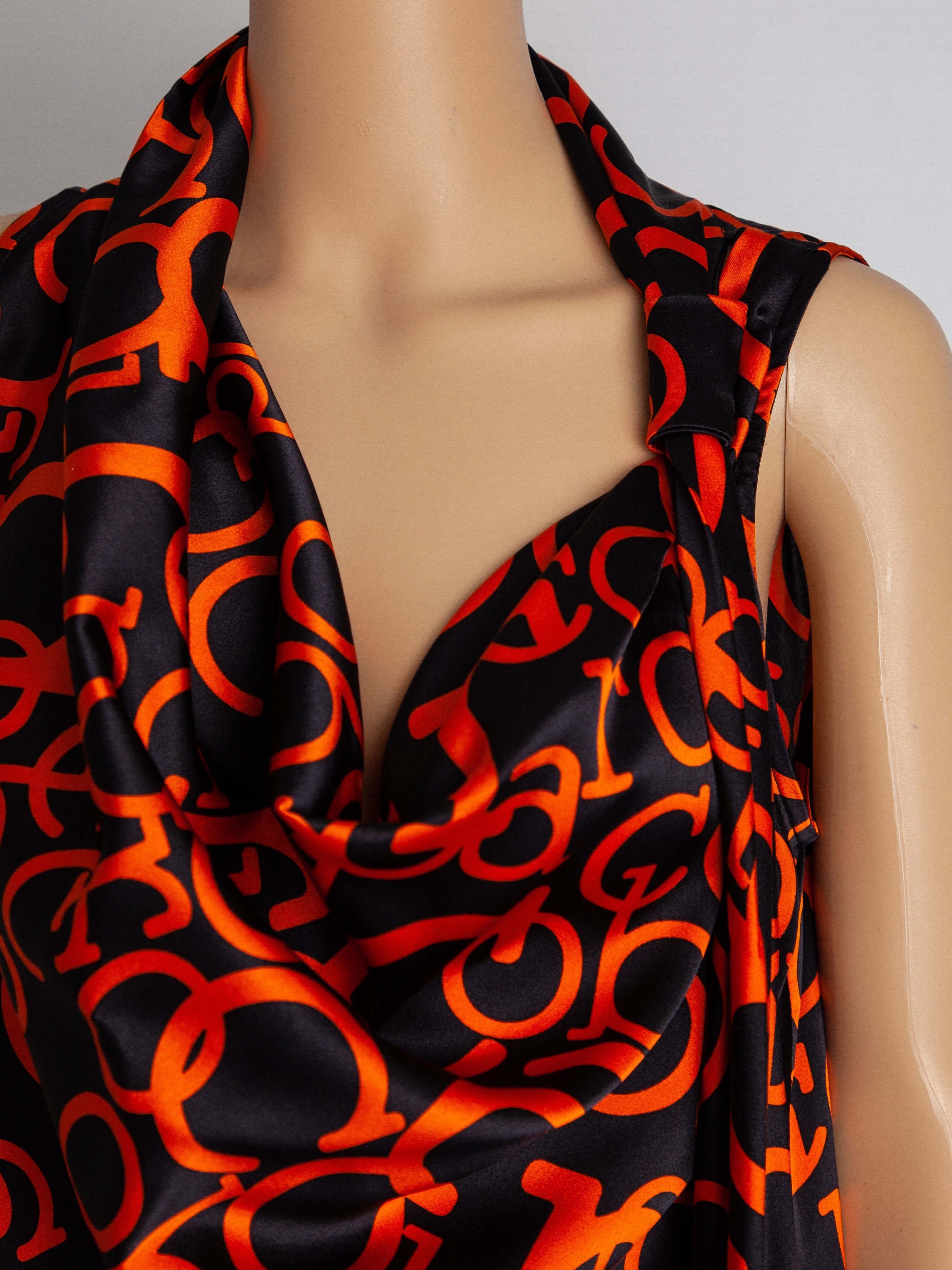 Excellent Roccobarocco Orange Silk Sleeveless Dress Size L