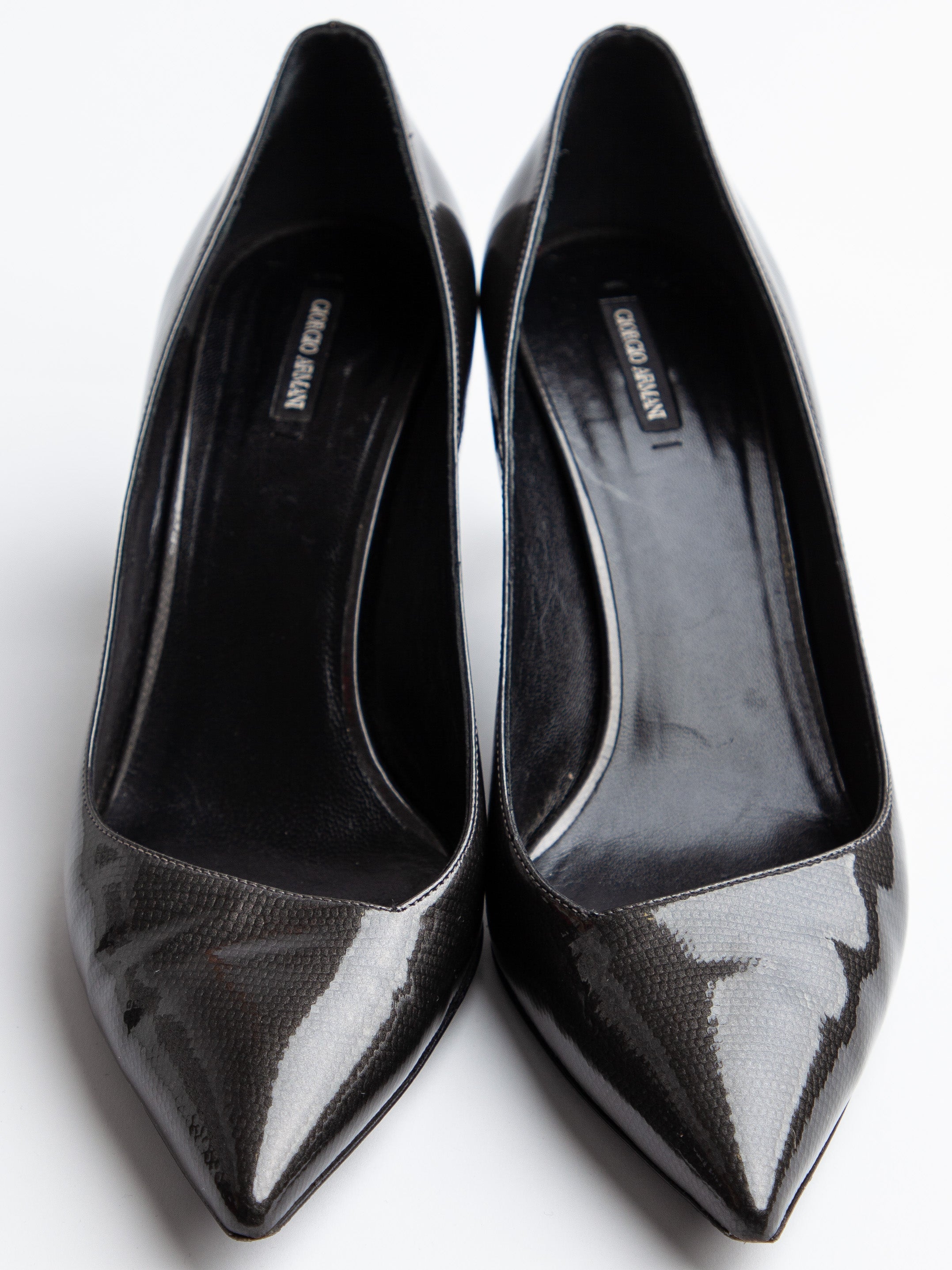 Good Giorgio Armani Gray Leather High-Heeled Shoes for Women