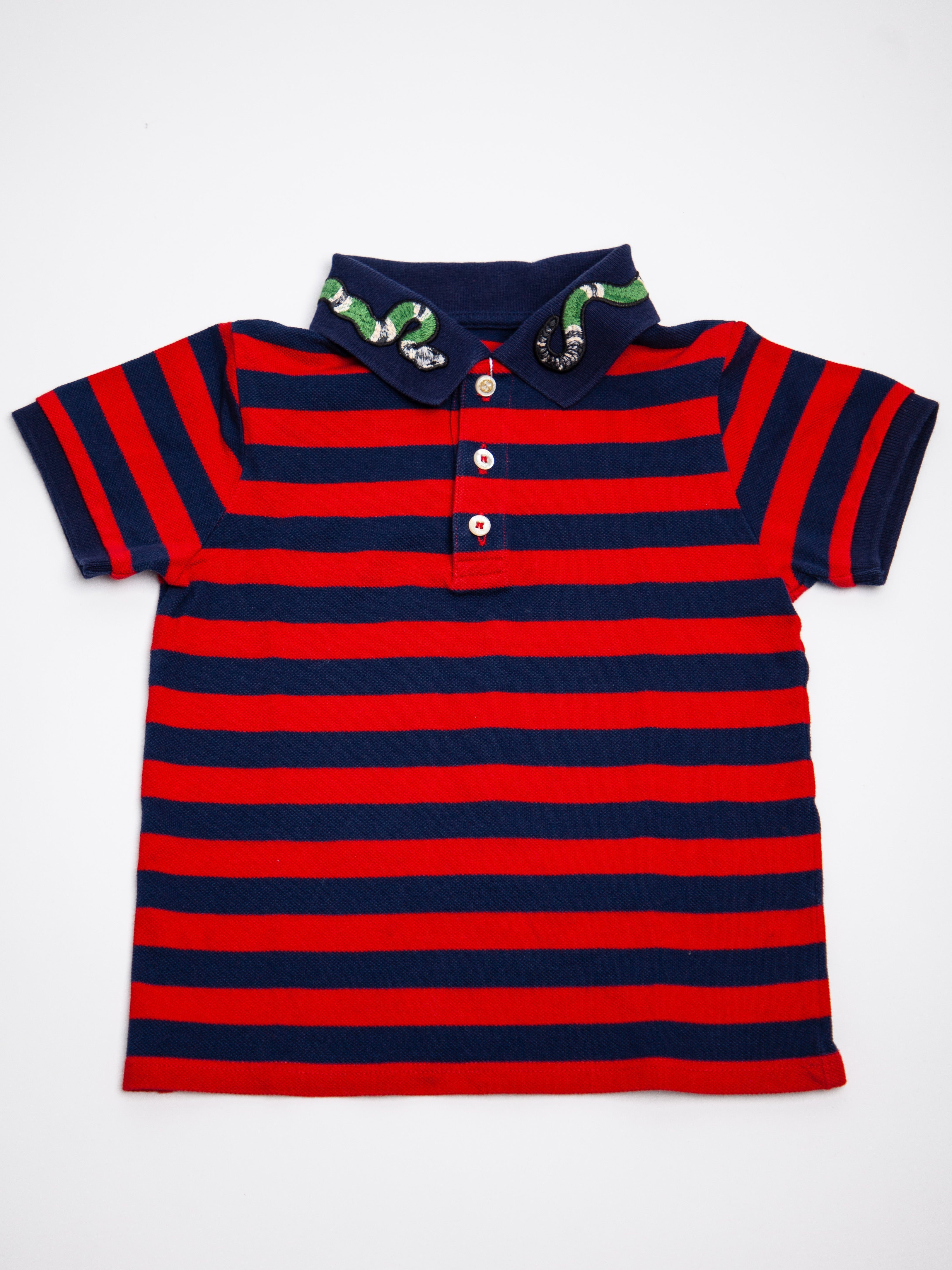 Good Gucci Kids Polo Shirt Blue Cotton Size 3 with Snake Design