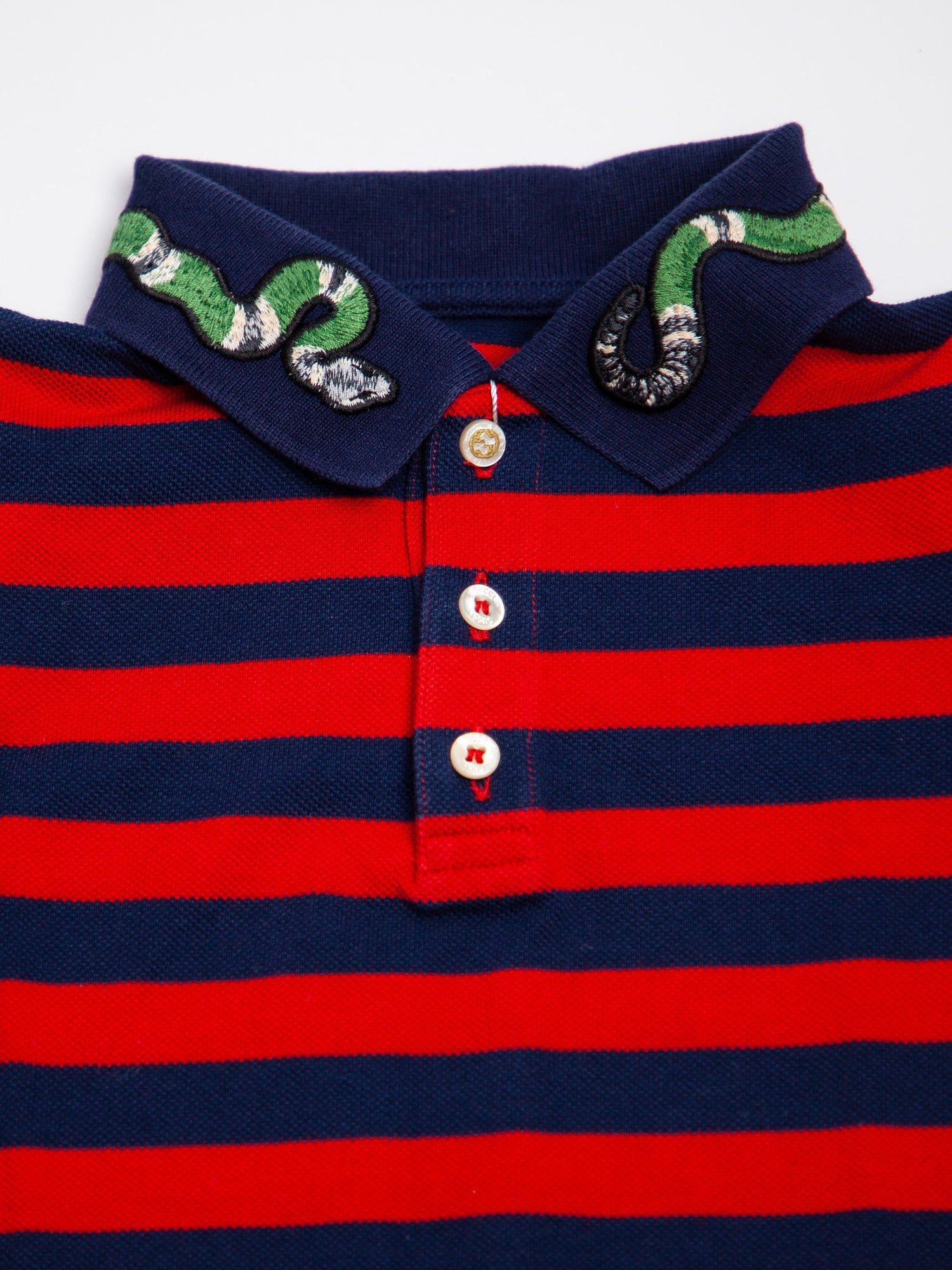 Good Gucci Kids Polo Shirt Blue Cotton Size 3 with Snake Design