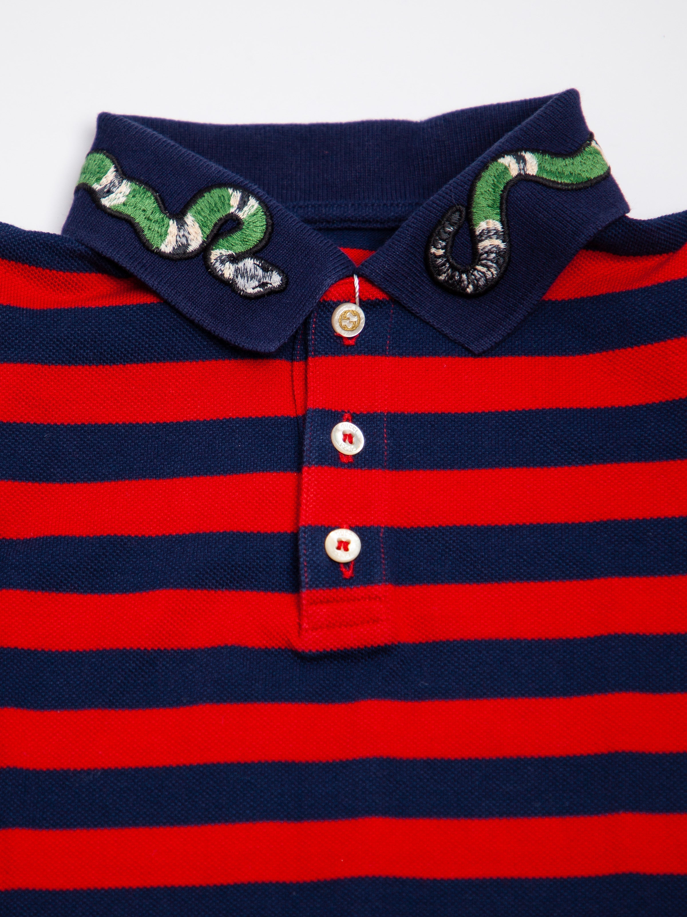 Good Gucci Kids Polo Shirt Blue Cotton Size 3 with Snake Design