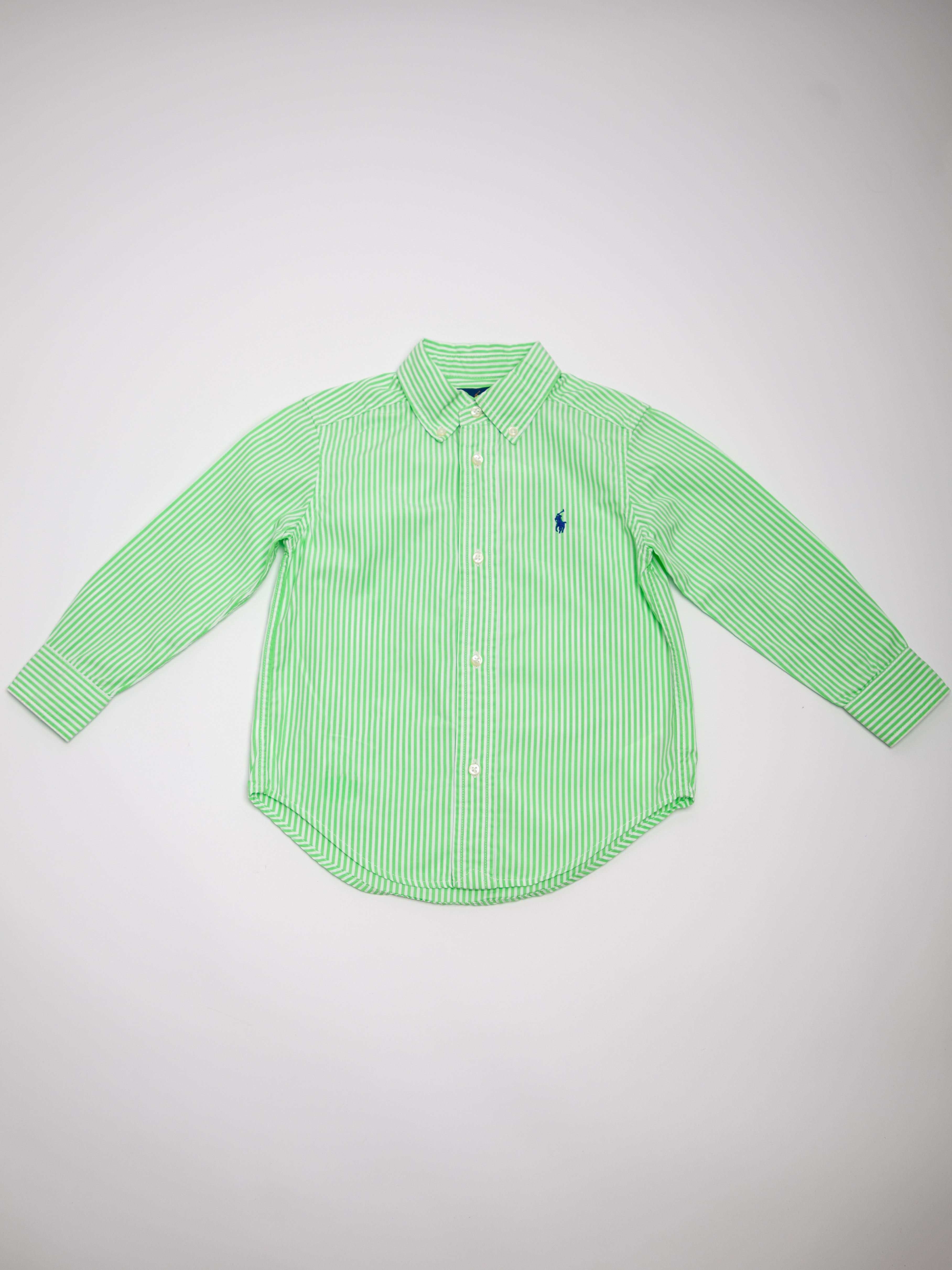 Good Ralph Lauren White Cotton Striped Button-Up Shirt Size 3 for Kids