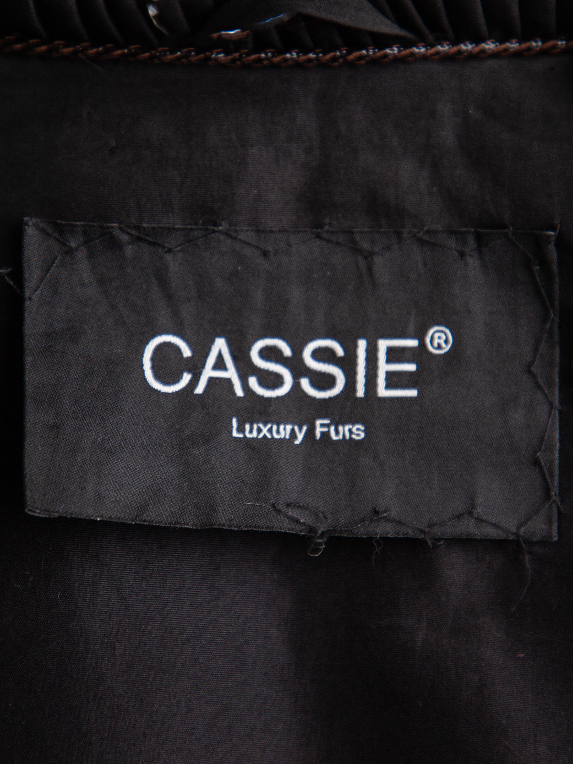 Good Cassie Gray Striped Fur Coat with Hood and Belt, Size XXS