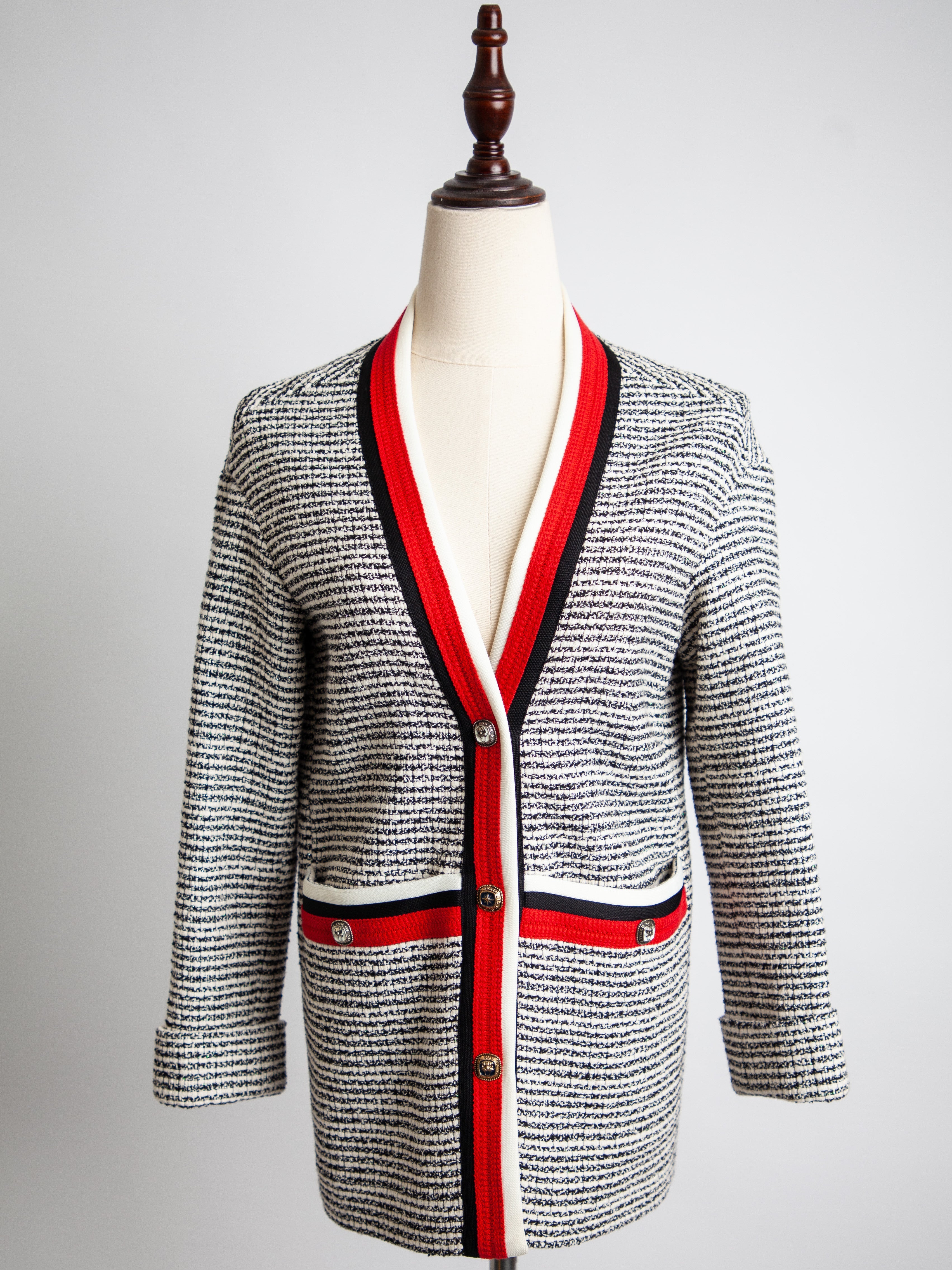 Good Maje Cardigan Sweater White Viscose with Pockets Size M
