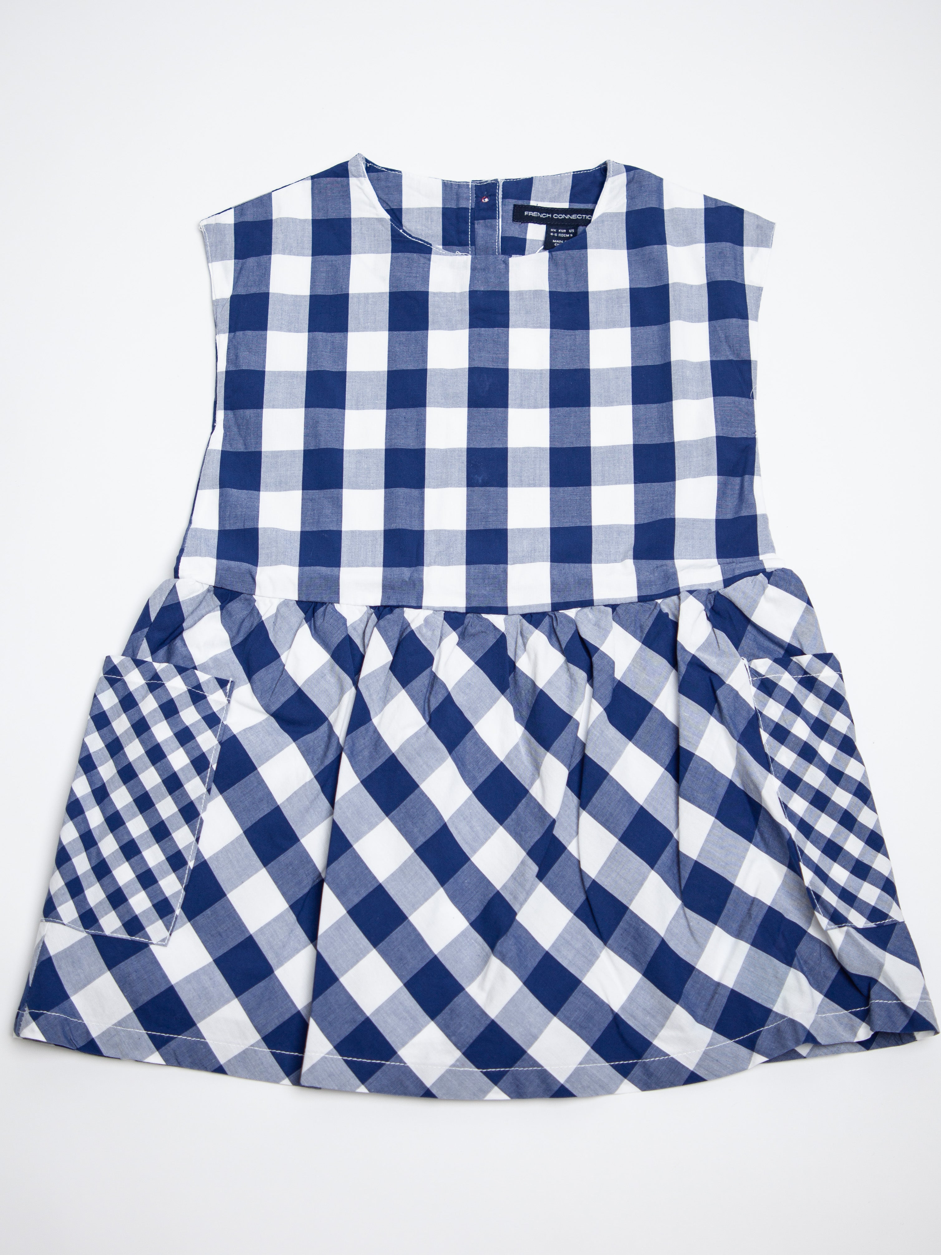 Good French Connection Blue Checkered Dress for Kids Size 5