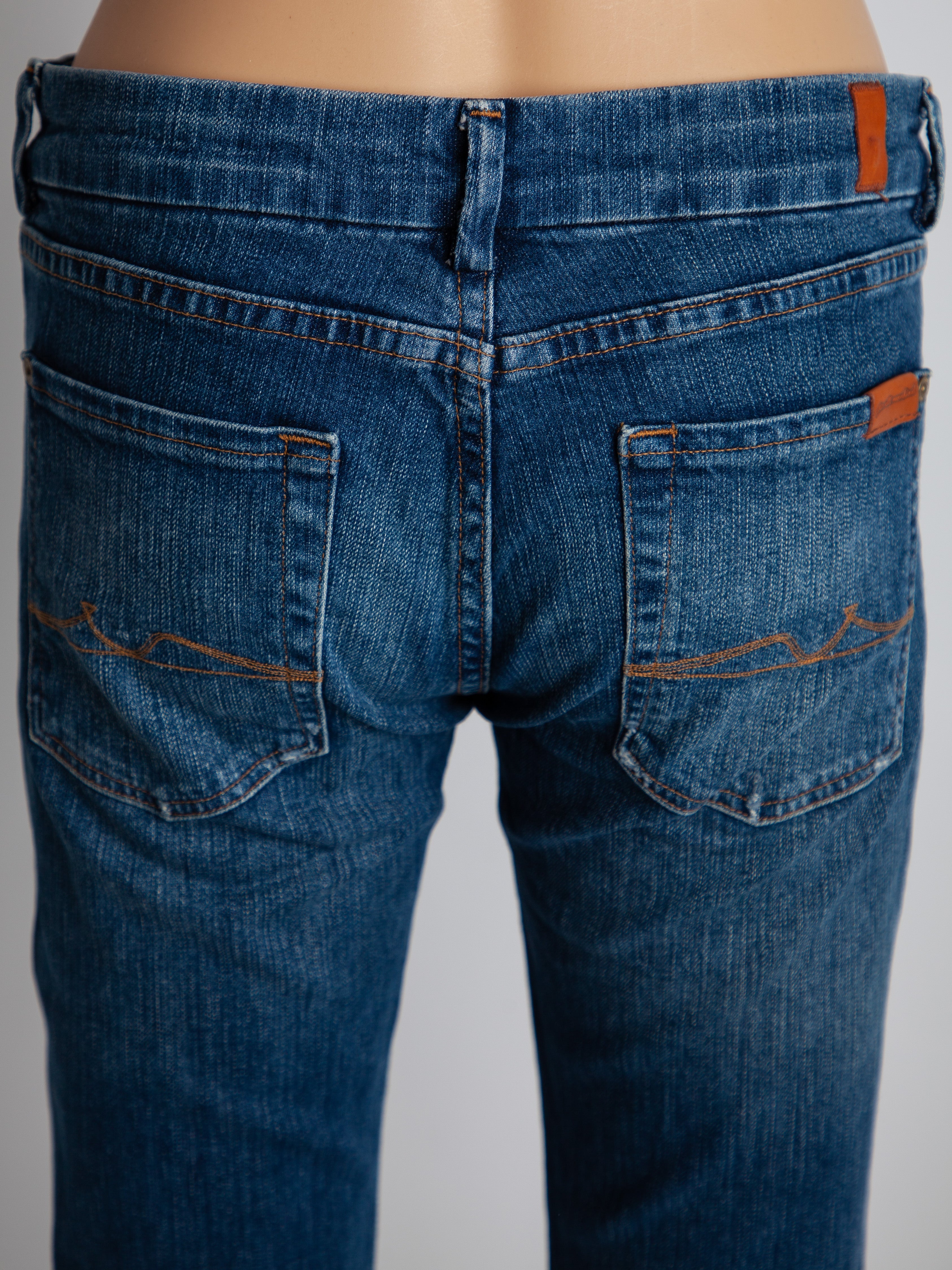 Excellent 7 For All Mankind Blue Distressed Jeans Size S