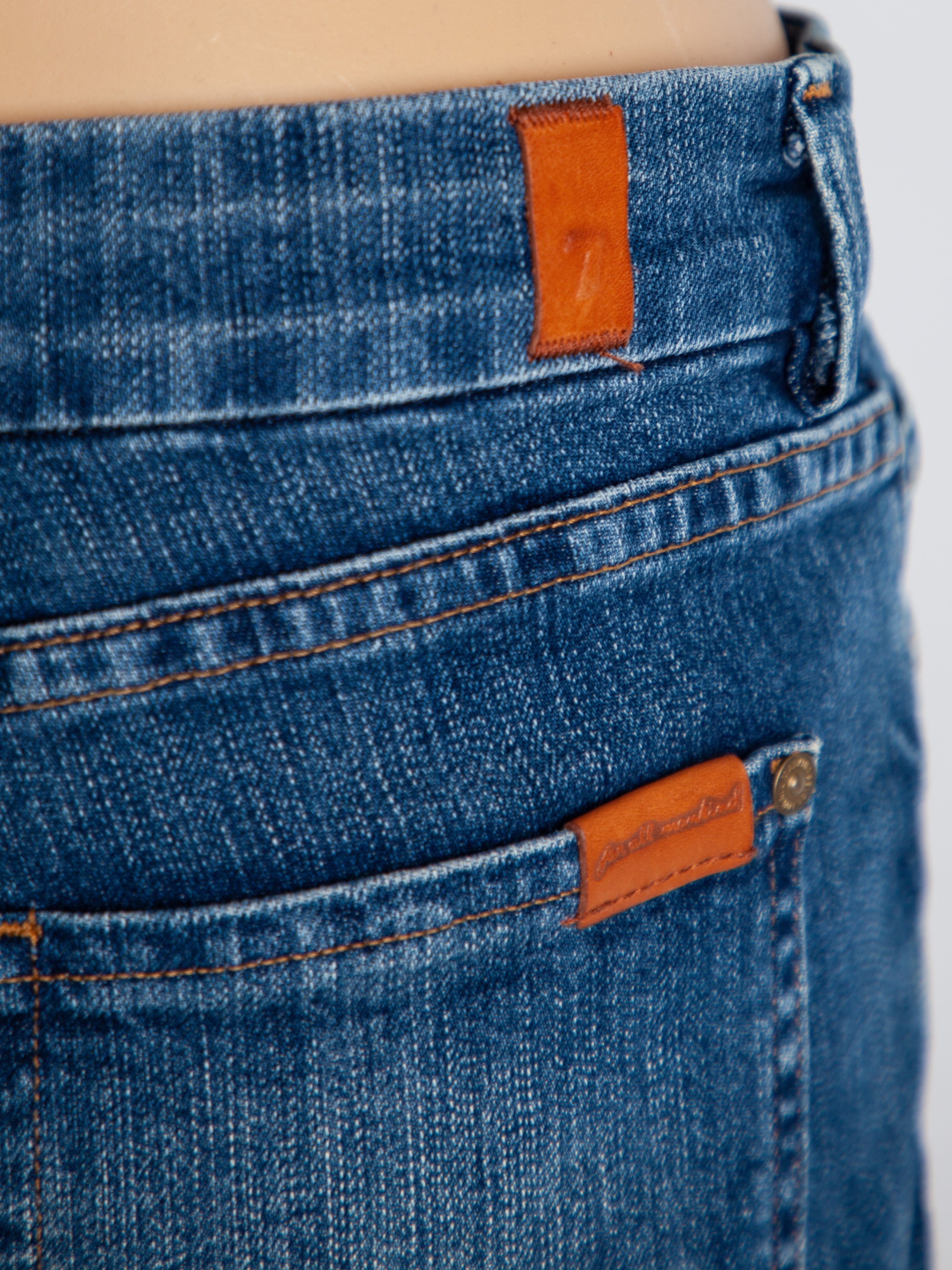 Excellent 7 For All Mankind Blue Distressed Jeans Size S