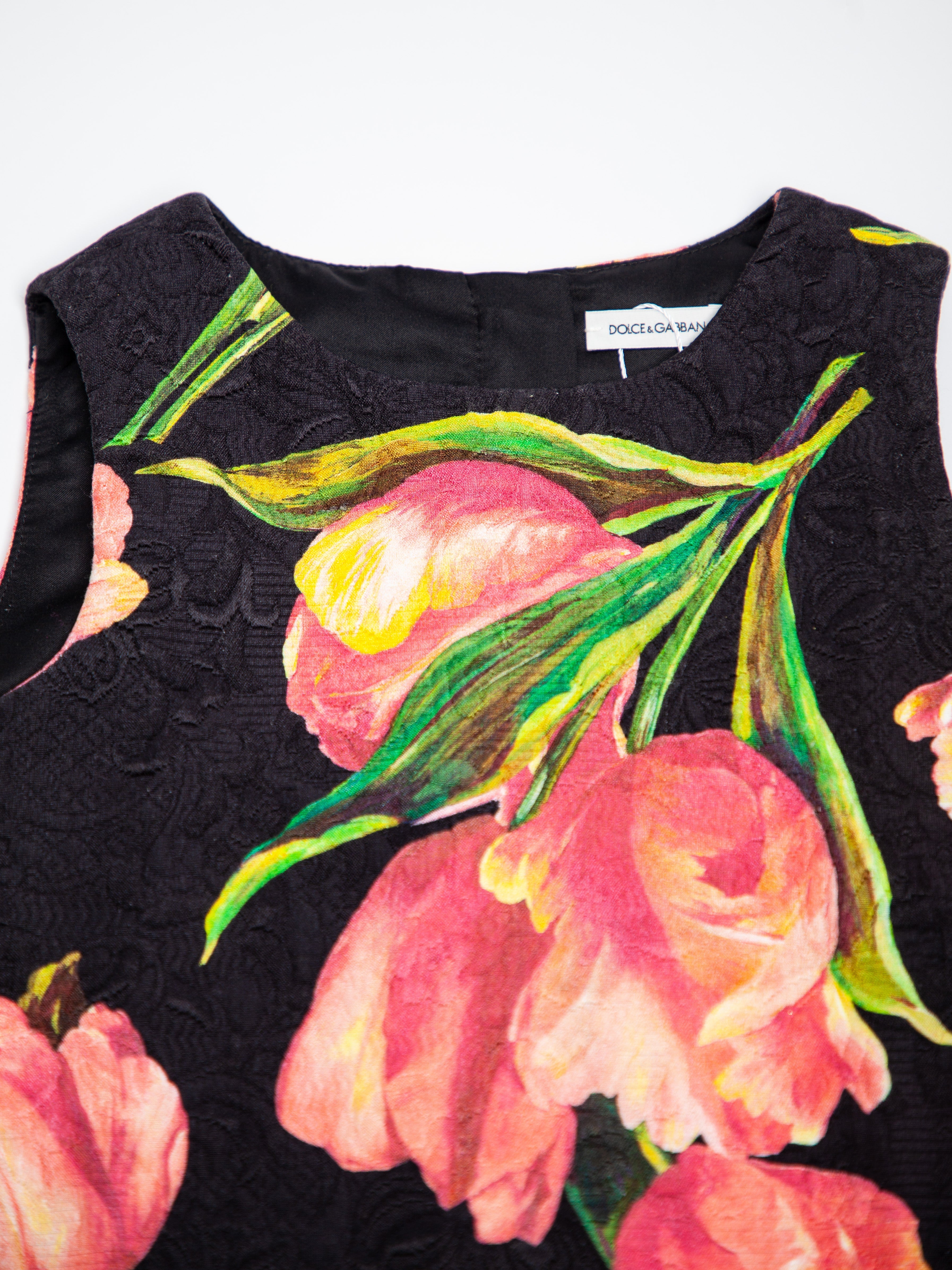 Good Dolce Gabbana Black Floral Dress for Girls Size 4