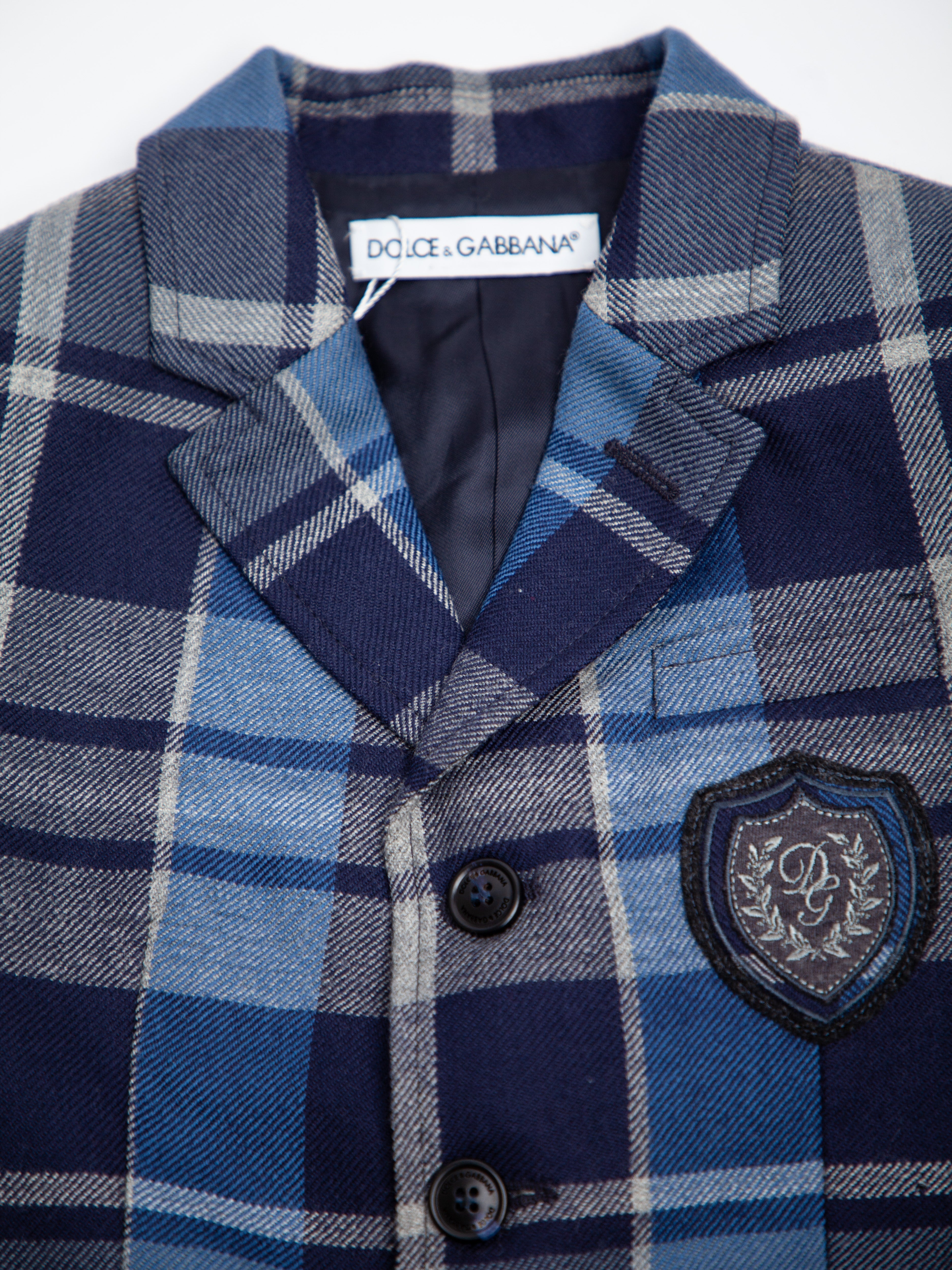 Excellent Dolce Gabbana Blue Cashmere Plaid Blazer Size 4 for Kids