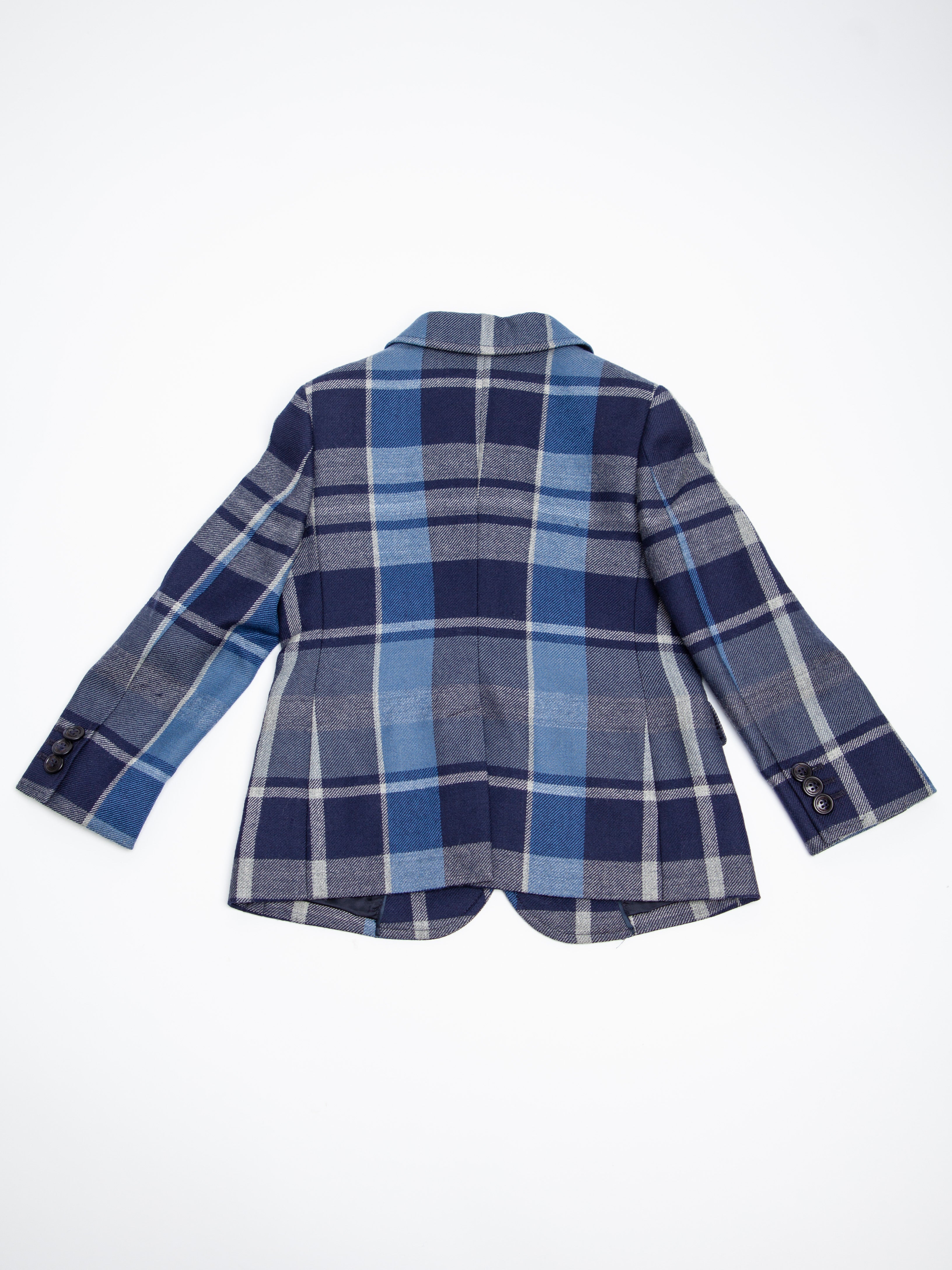 Excellent Dolce Gabbana Blue Cashmere Plaid Blazer Size 4 for Kids