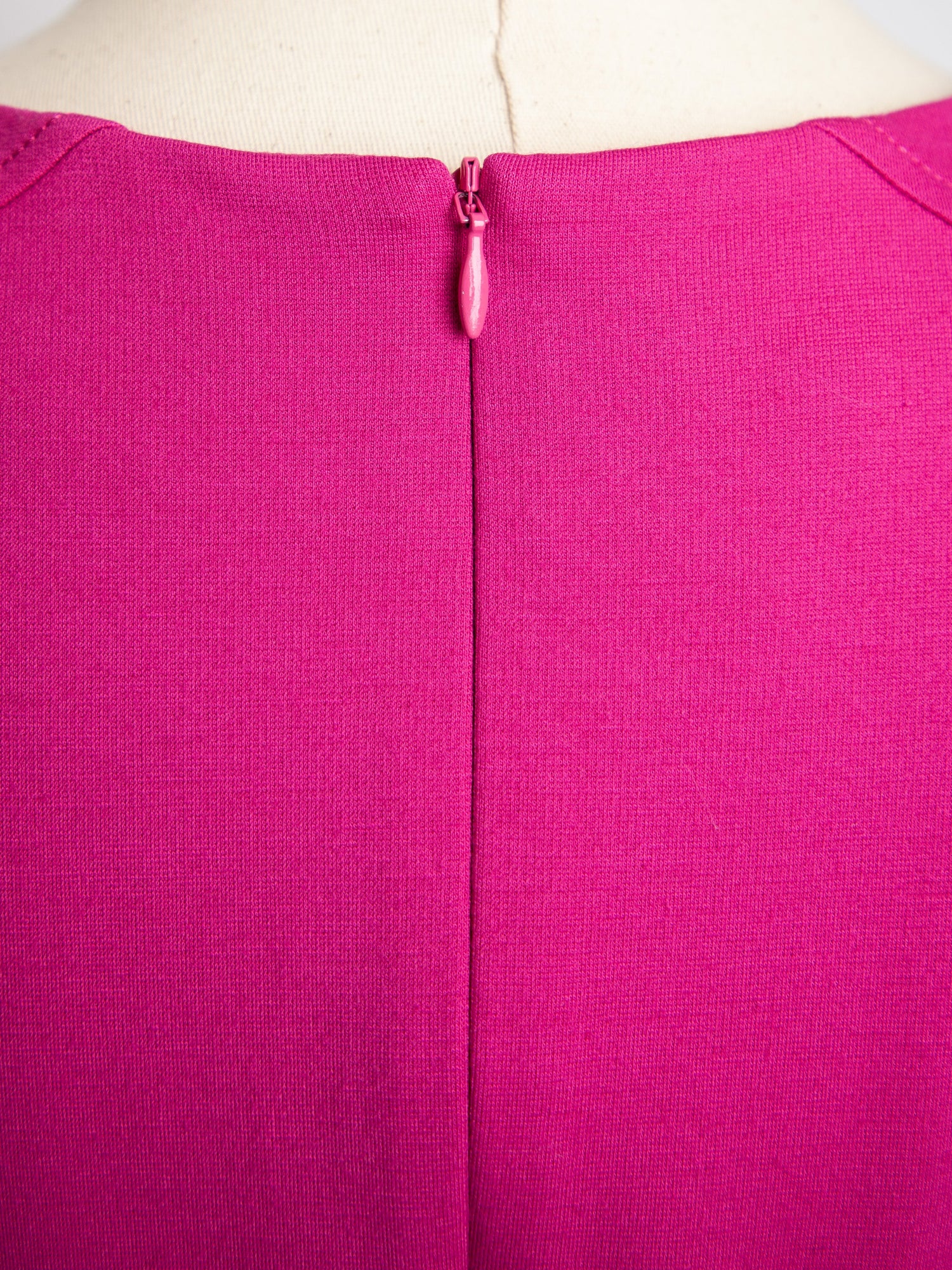 Good Escada Pink Polyester Dress Size M with Pleats & Zip Closure