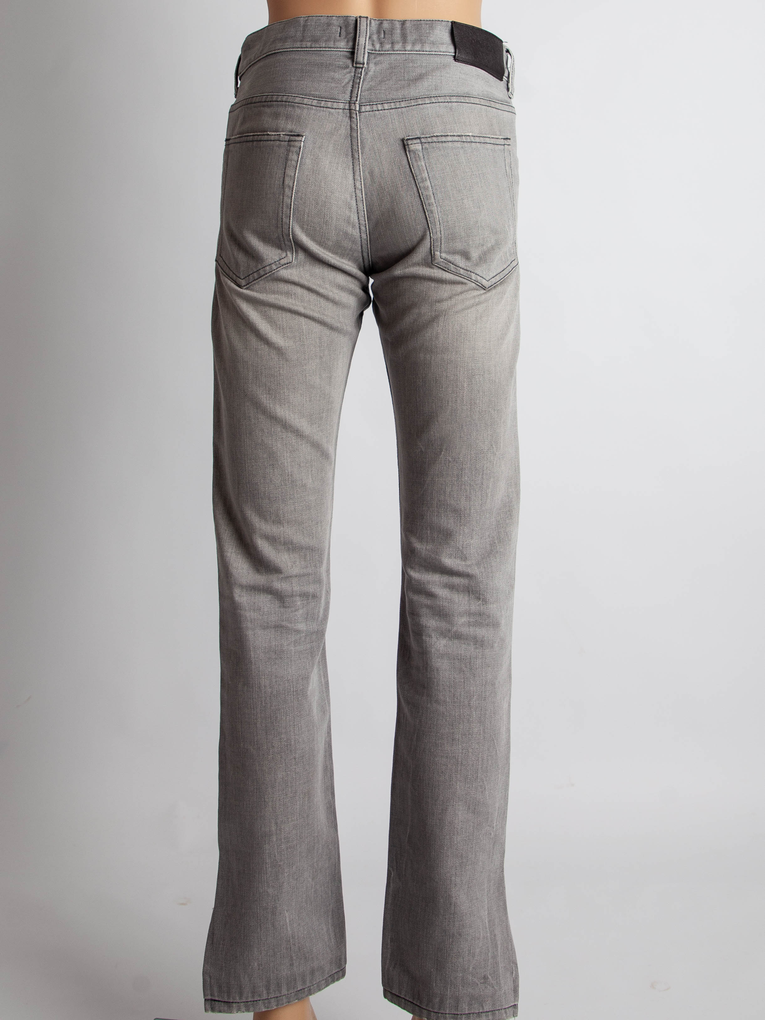 Excellent Prada Gray Cotton Jeans Size S with Ankle Slit Detail