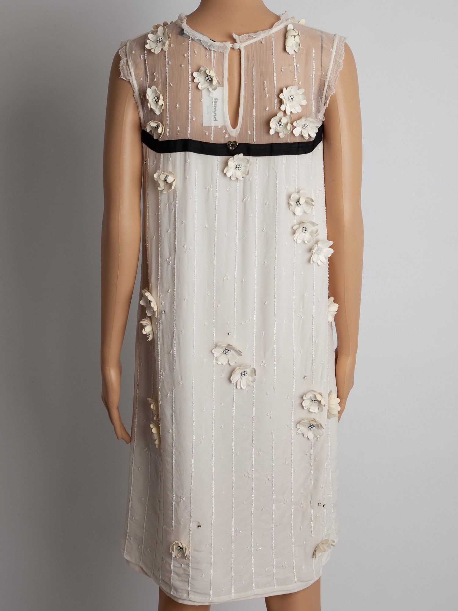 Average TWINSET White Floral Appliqué Dress Size S Viscose