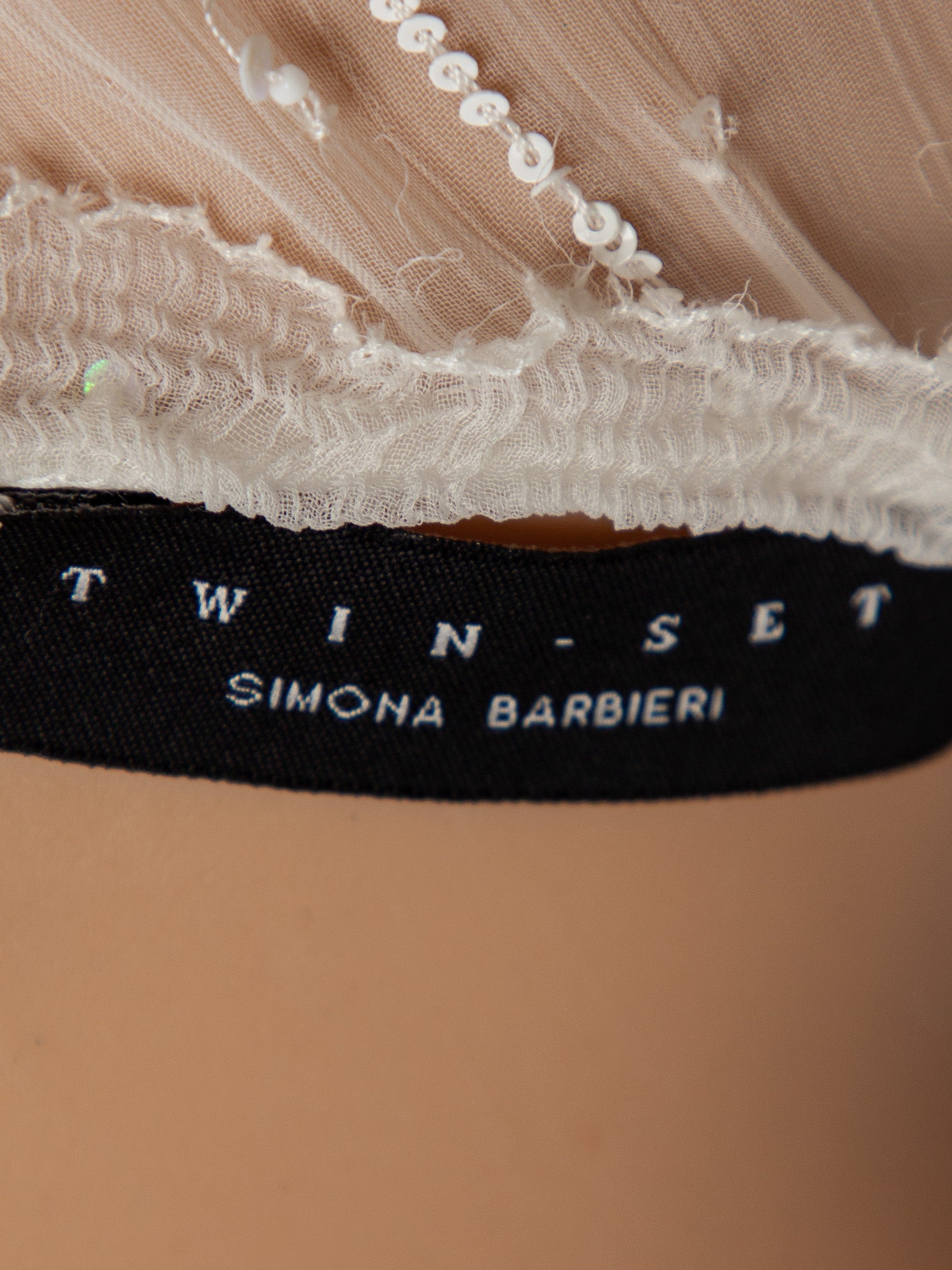 Average TWINSET White Floral Appliqué Dress Size S Viscose