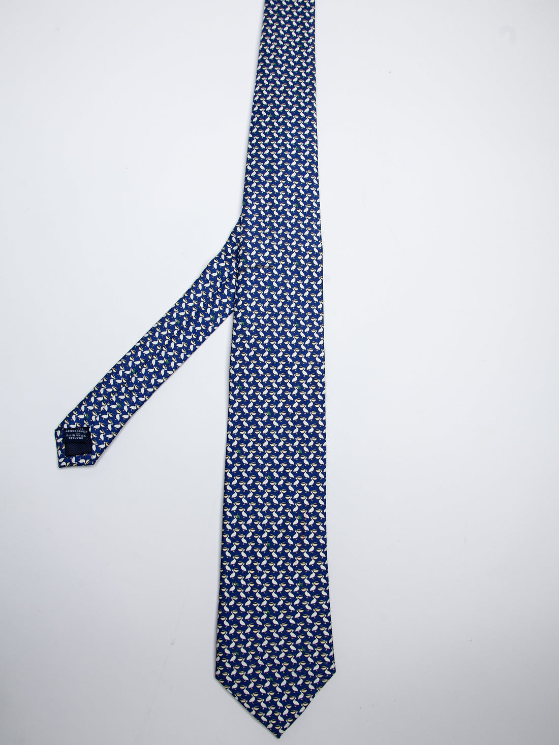 Charles Tyrwhitt Excellent Blue Silk Tie with White Pelican Pattern