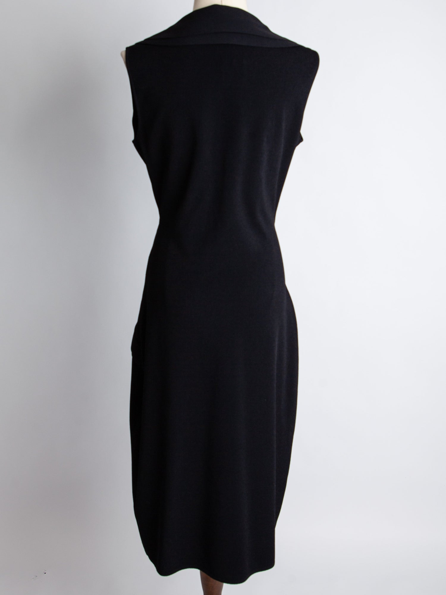 Good Valentino Black Sleeveless Dress with Draped Neckline